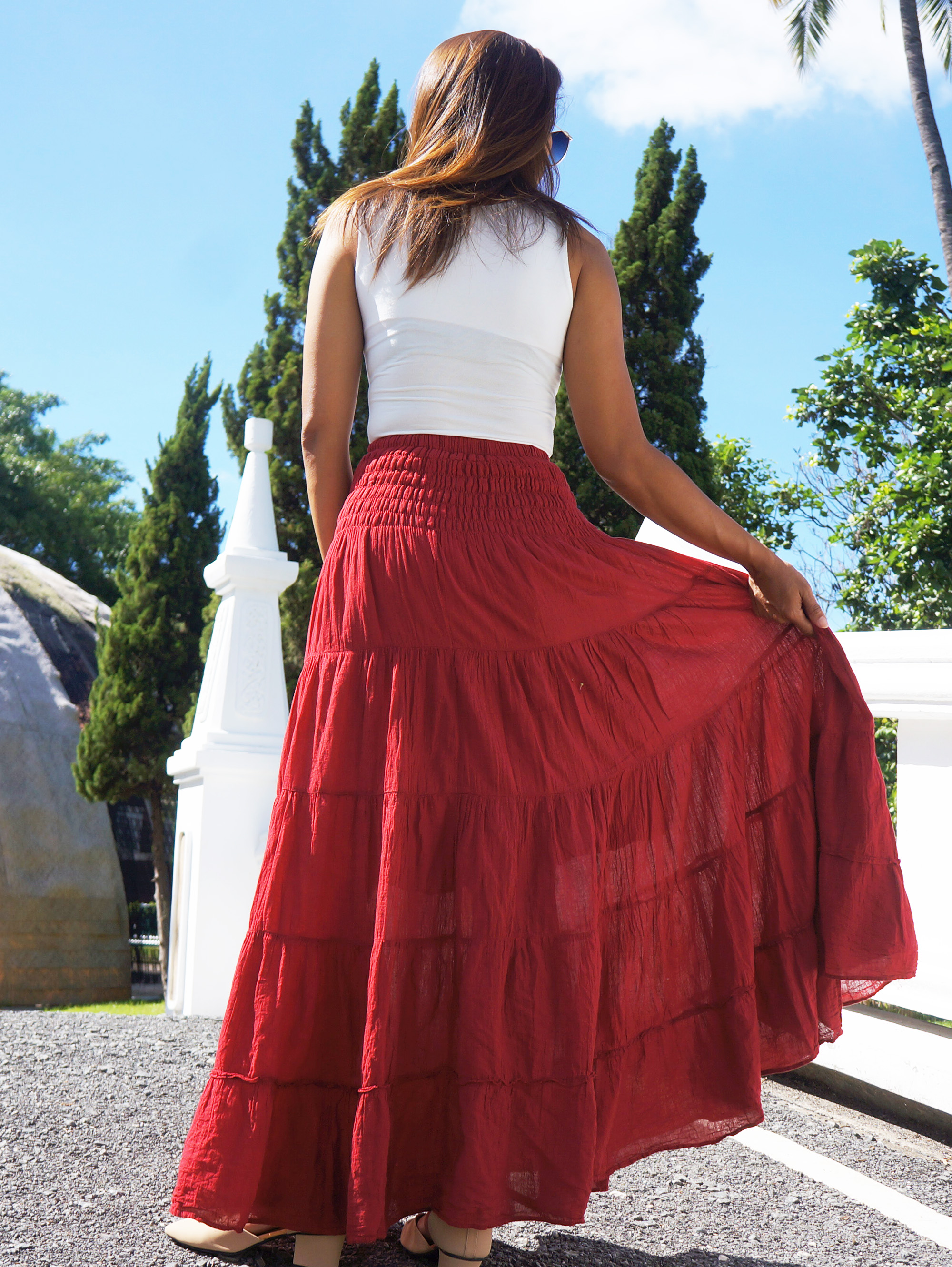 Red Cotton Skirt