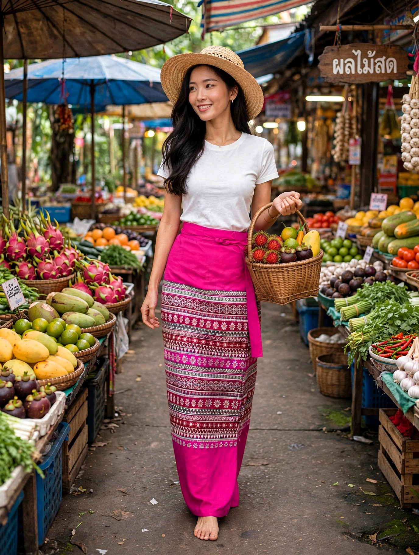 Thai Wrap Skirts In Pink
