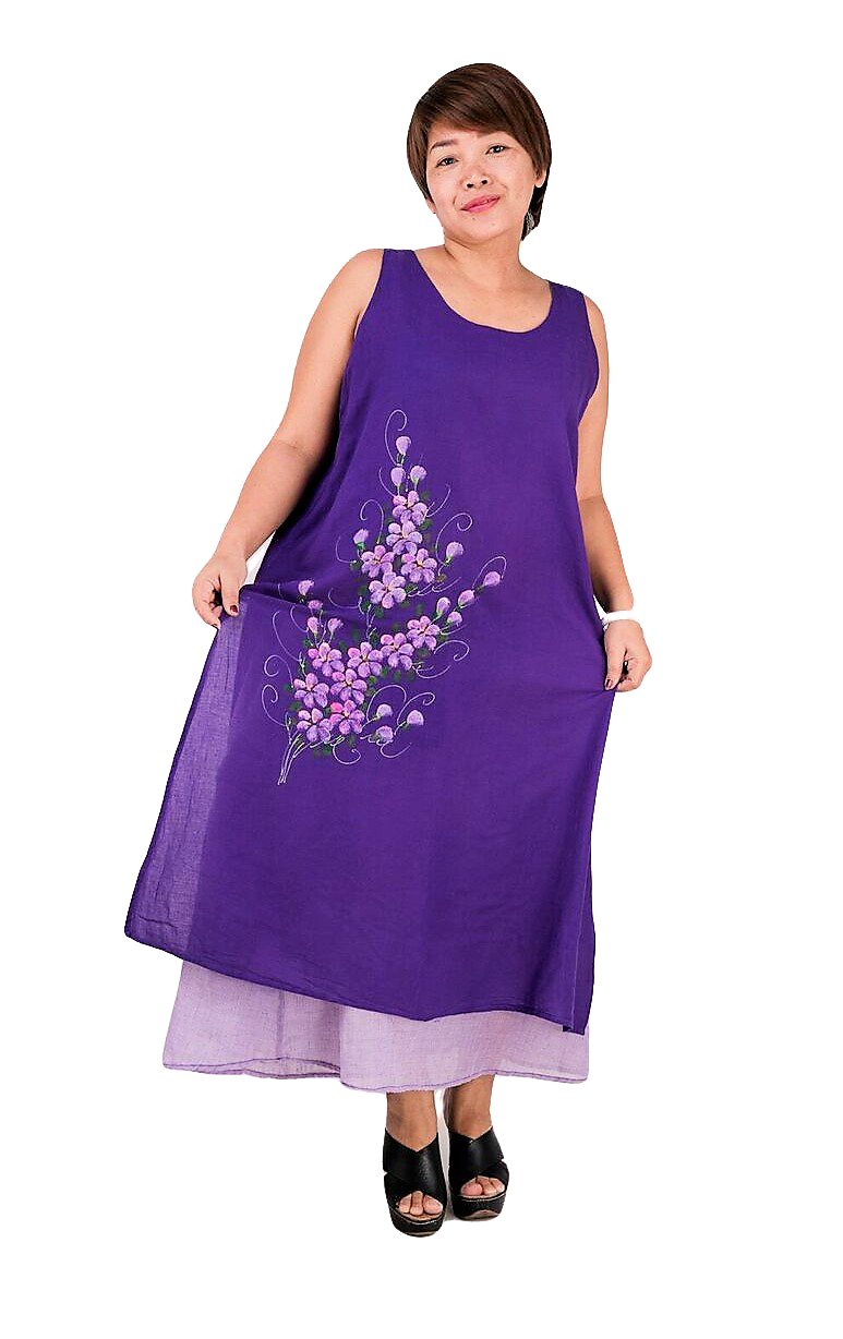 Long Purple Cotton Dress