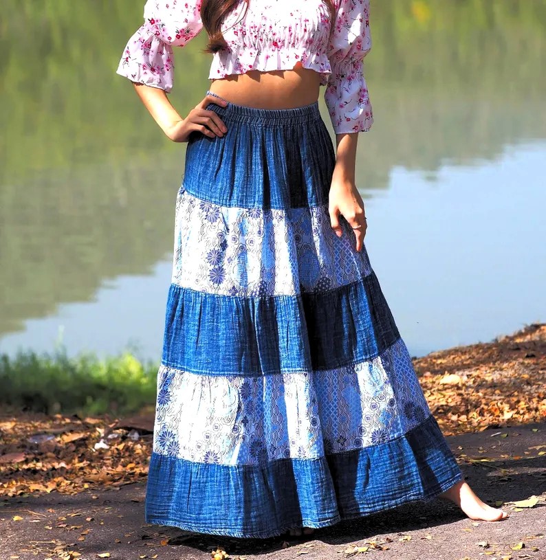 Blue Cotton Skirts