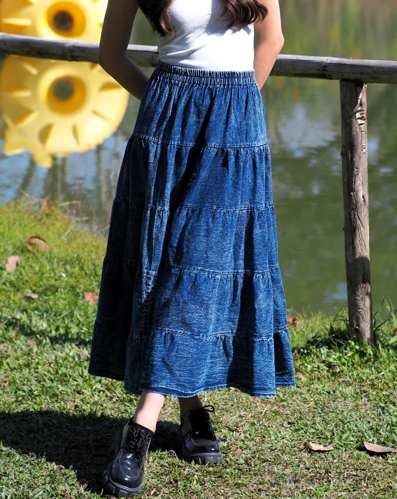 Blue Cotton Skirts