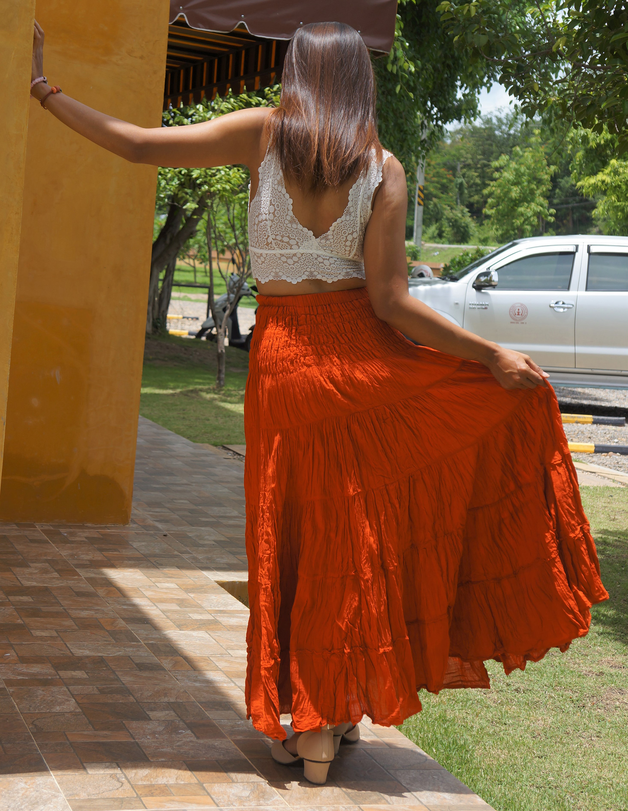 Burnt Orange Cotton Skirt