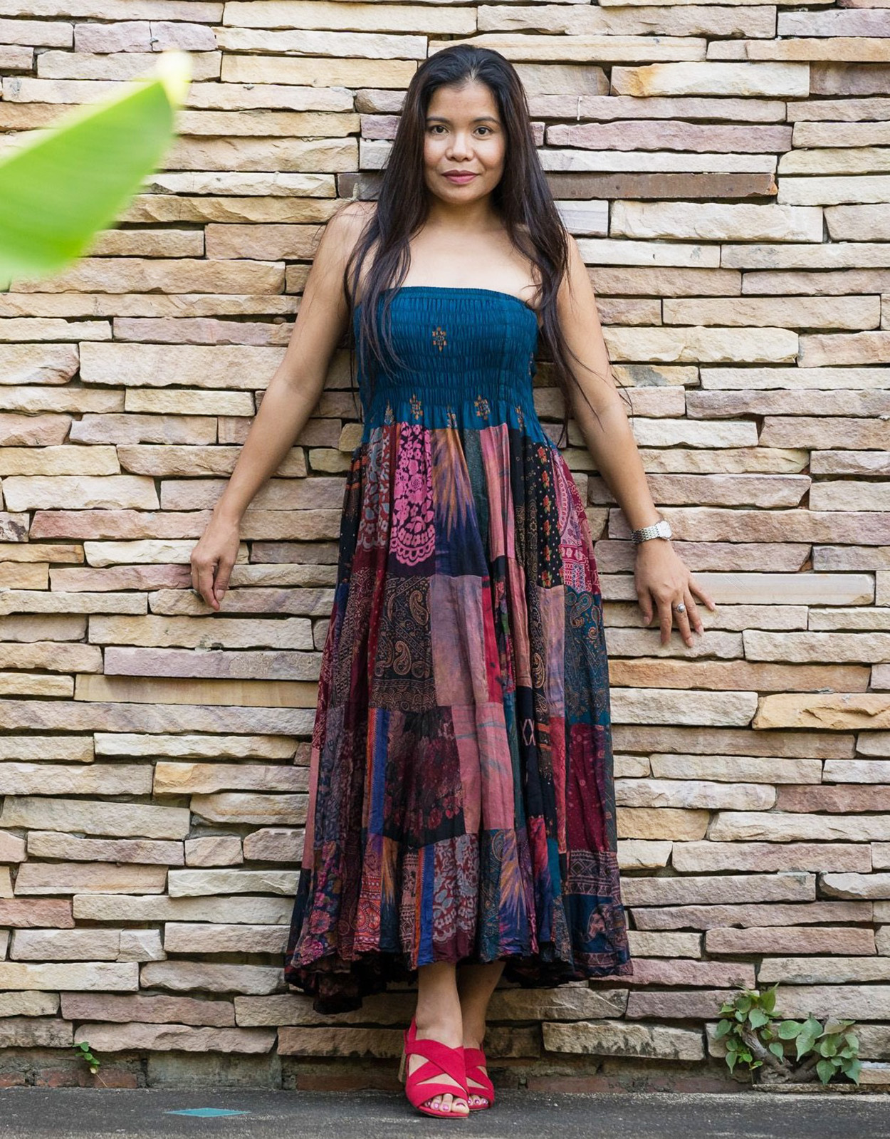 Smocked Patchwork Skirt