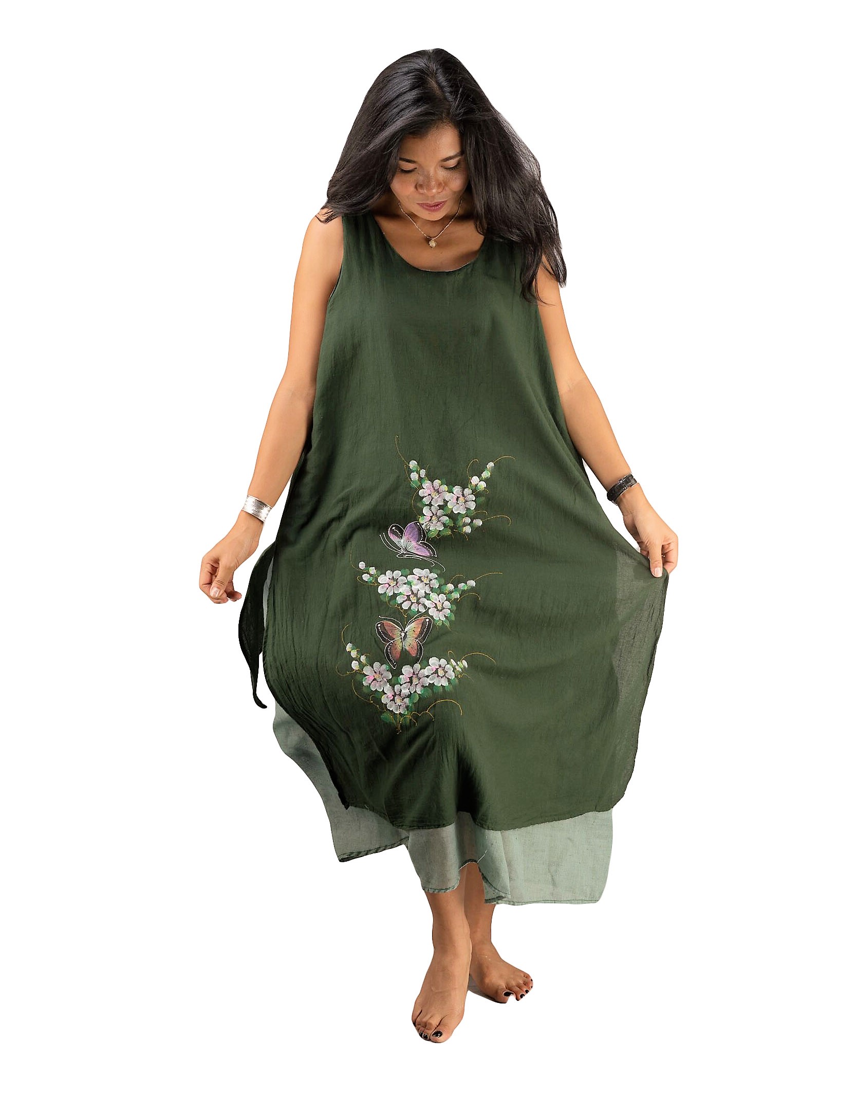 Olive Green Cotton Dress