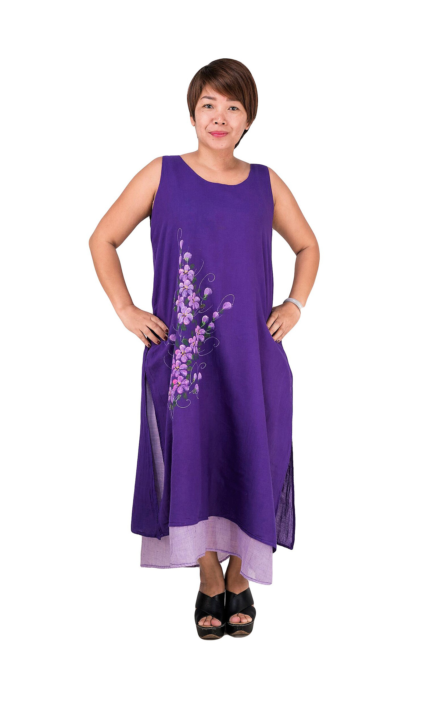 Long Purple Cotton Dress