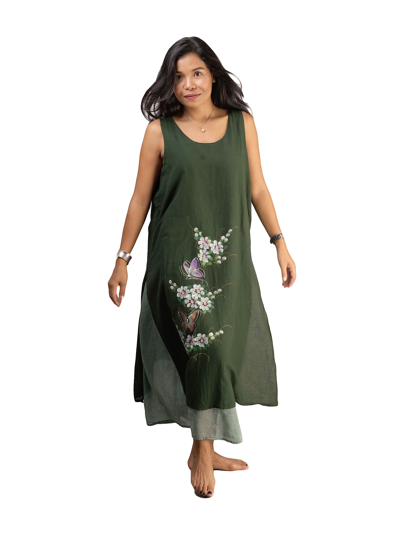 Olive Green Cotton Dress