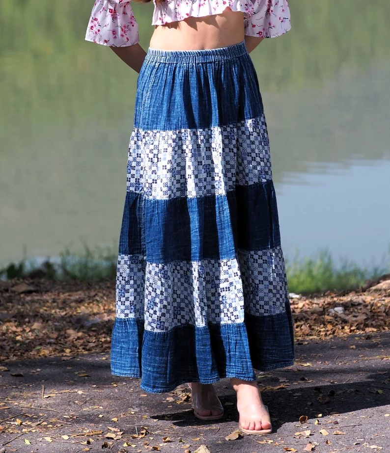 Blue Cotton Skirts