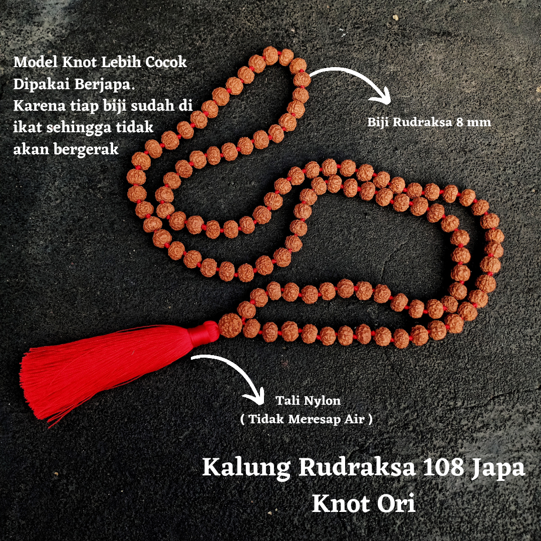 Kalung Rudraksa Japamala 108 Biji Genitri Asli Khas Bali