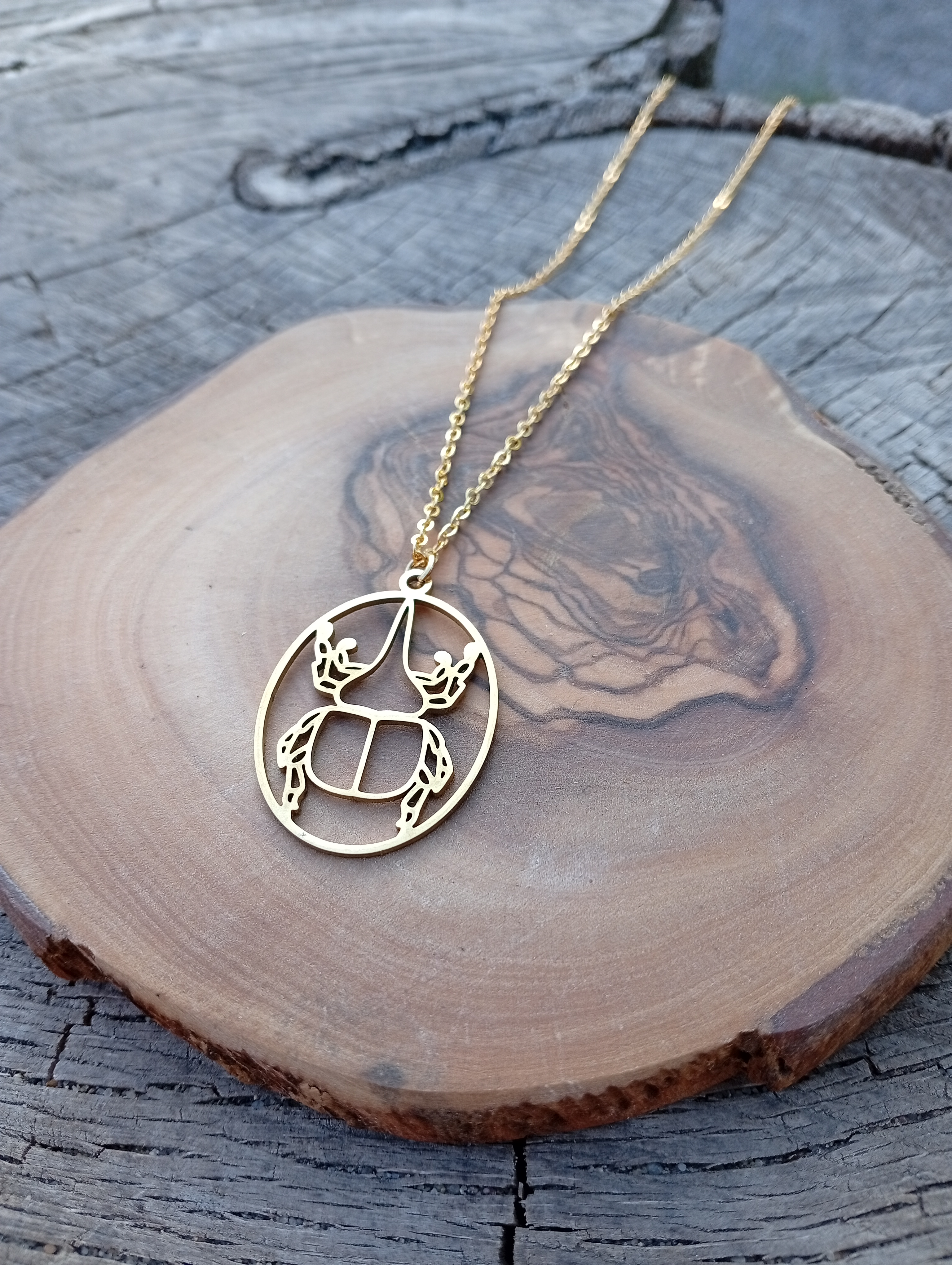 Edelstahlhalskette "Nashornkäfer"