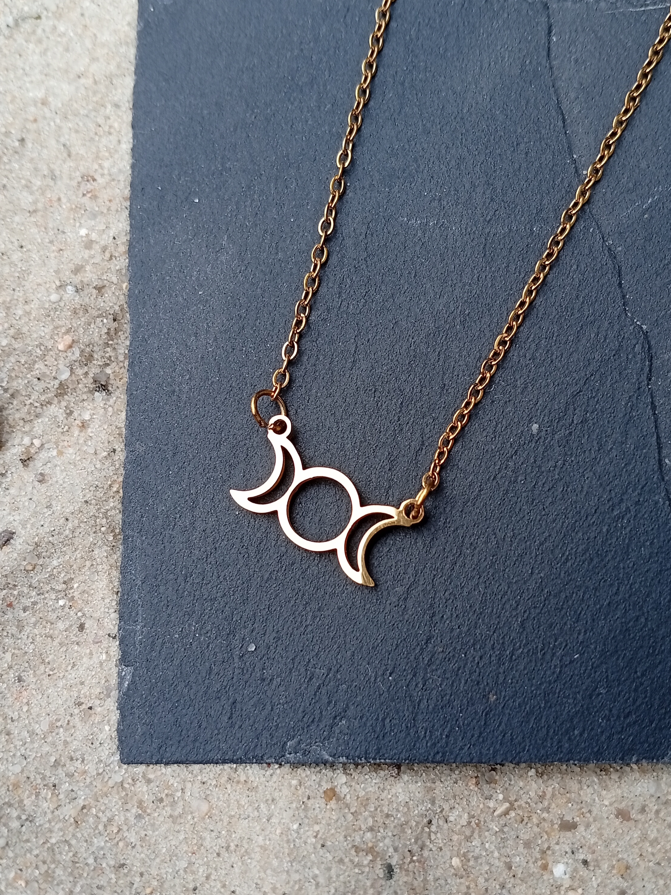 Edelstahlhalskette "Dreifachmond"