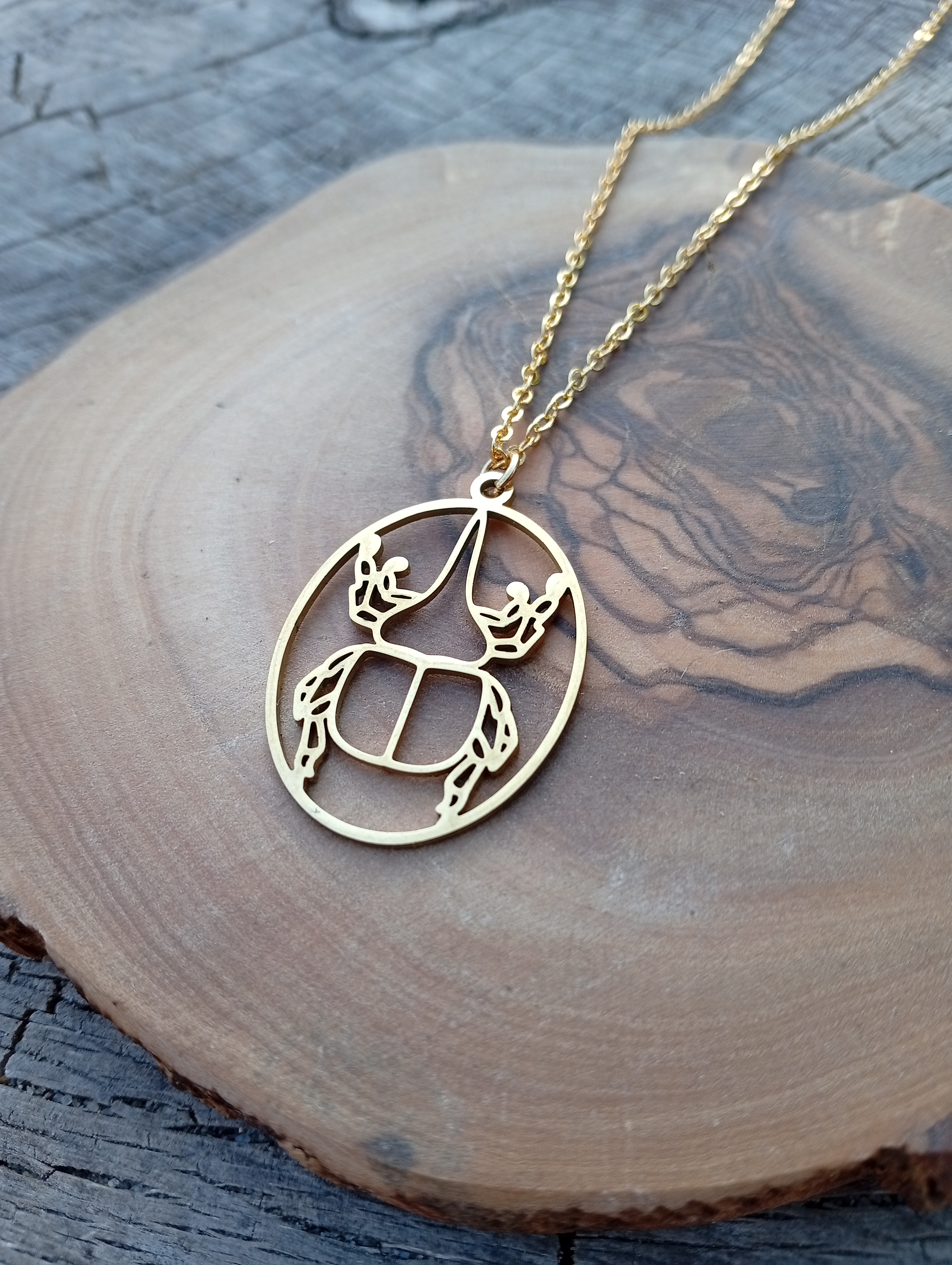 Edelstahlhalskette "Nashornkäfer"