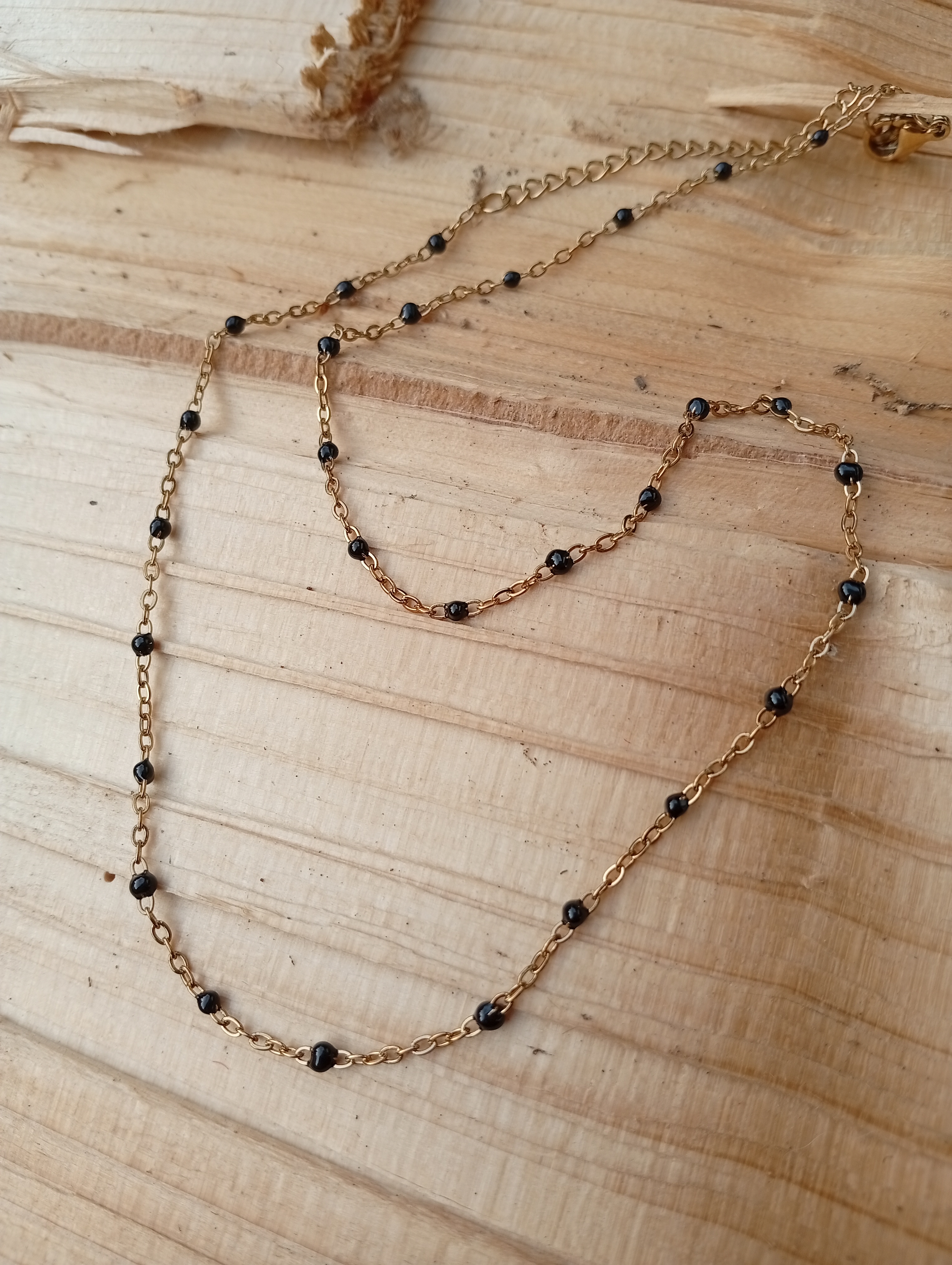 Edelstahlhalskette "Black Pearl"