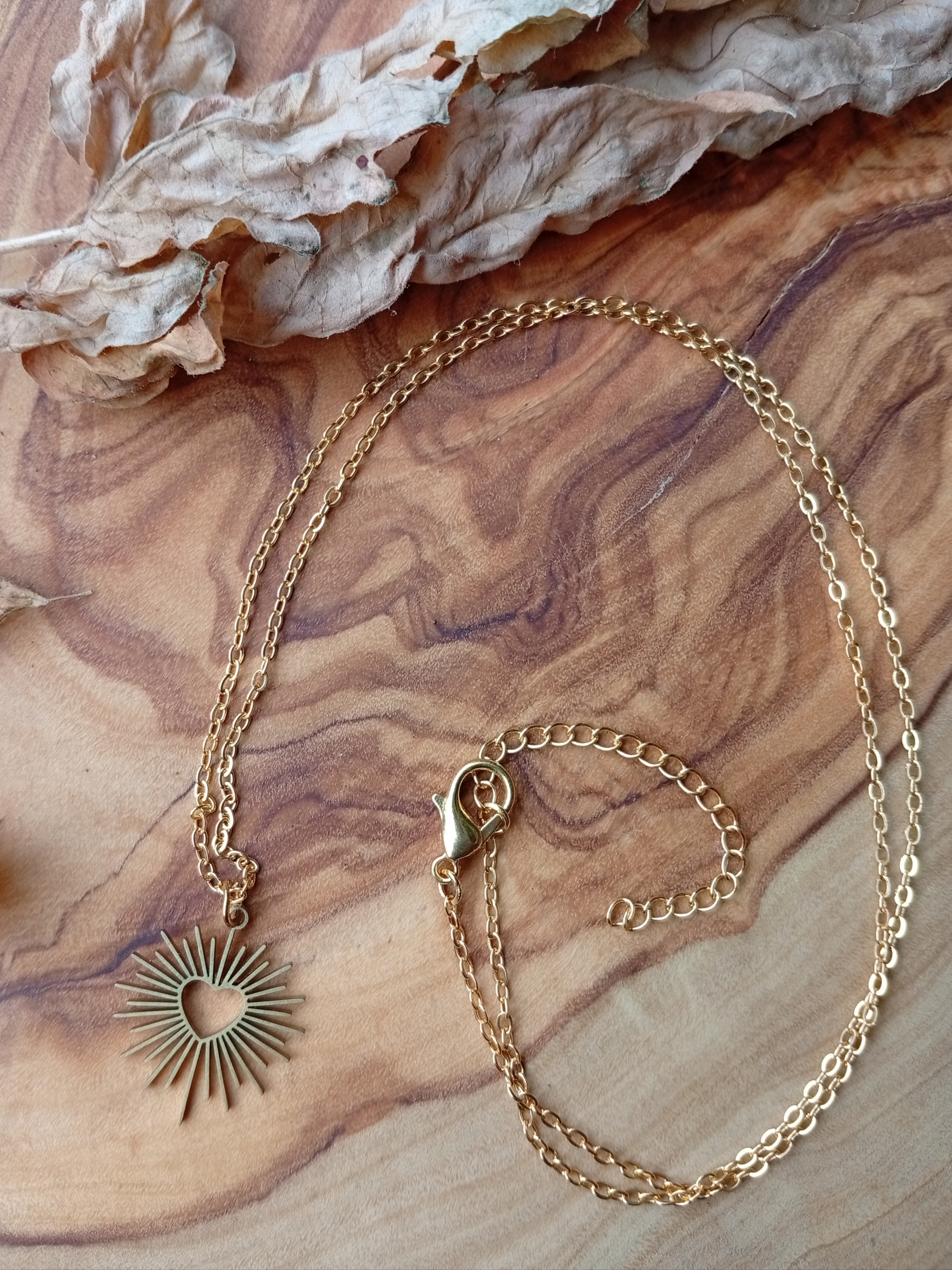 Vergoldete Edelstahlhalskette "Strahlendes Herz"