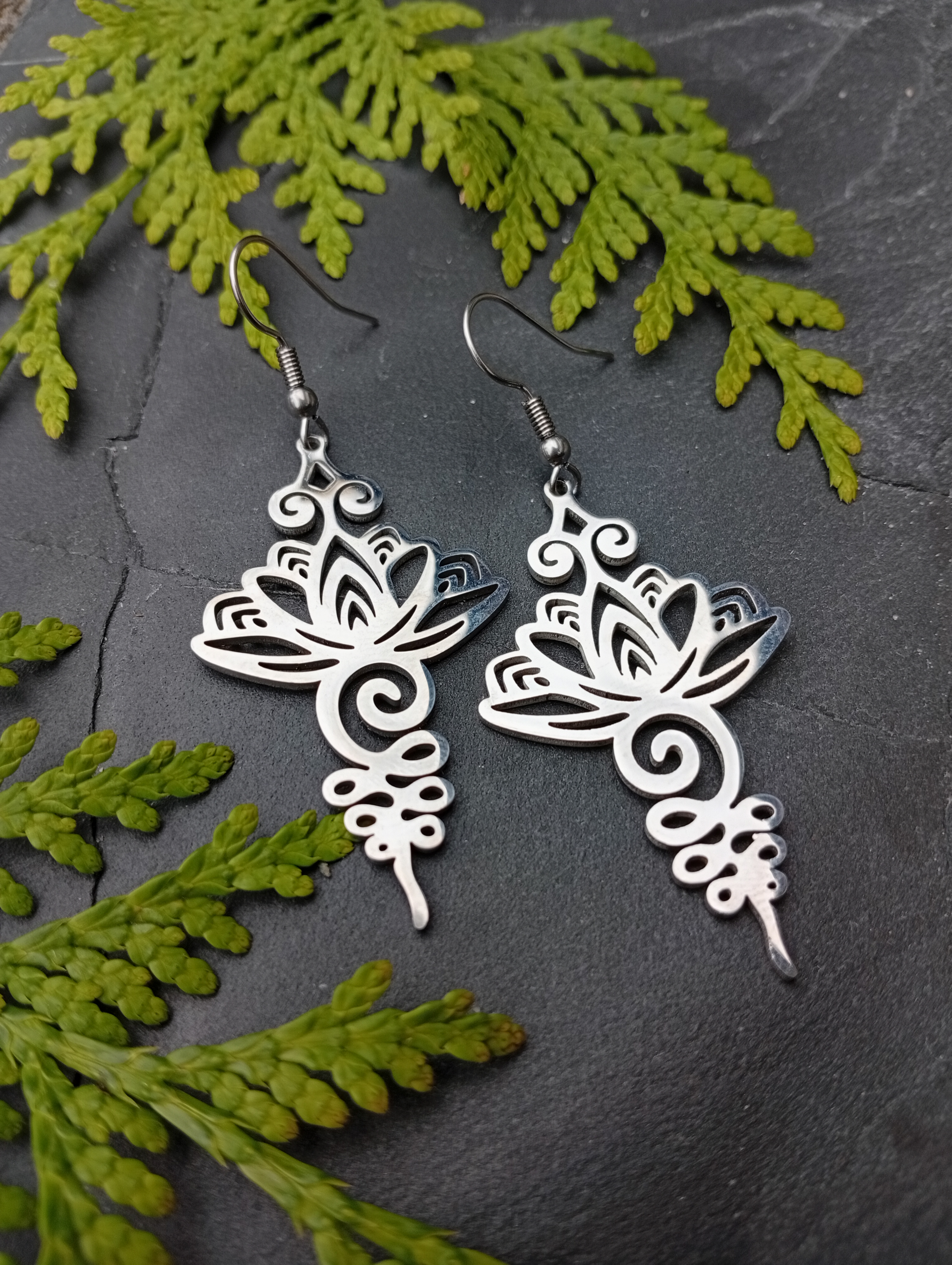 Unalome Edelstahl-Ohrringe