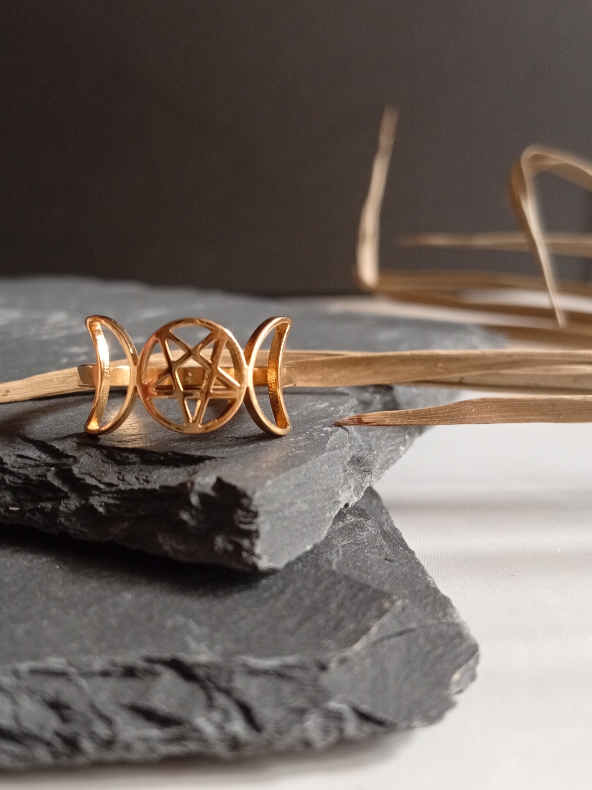 Edelstahl-Ring " Dreifachmond"