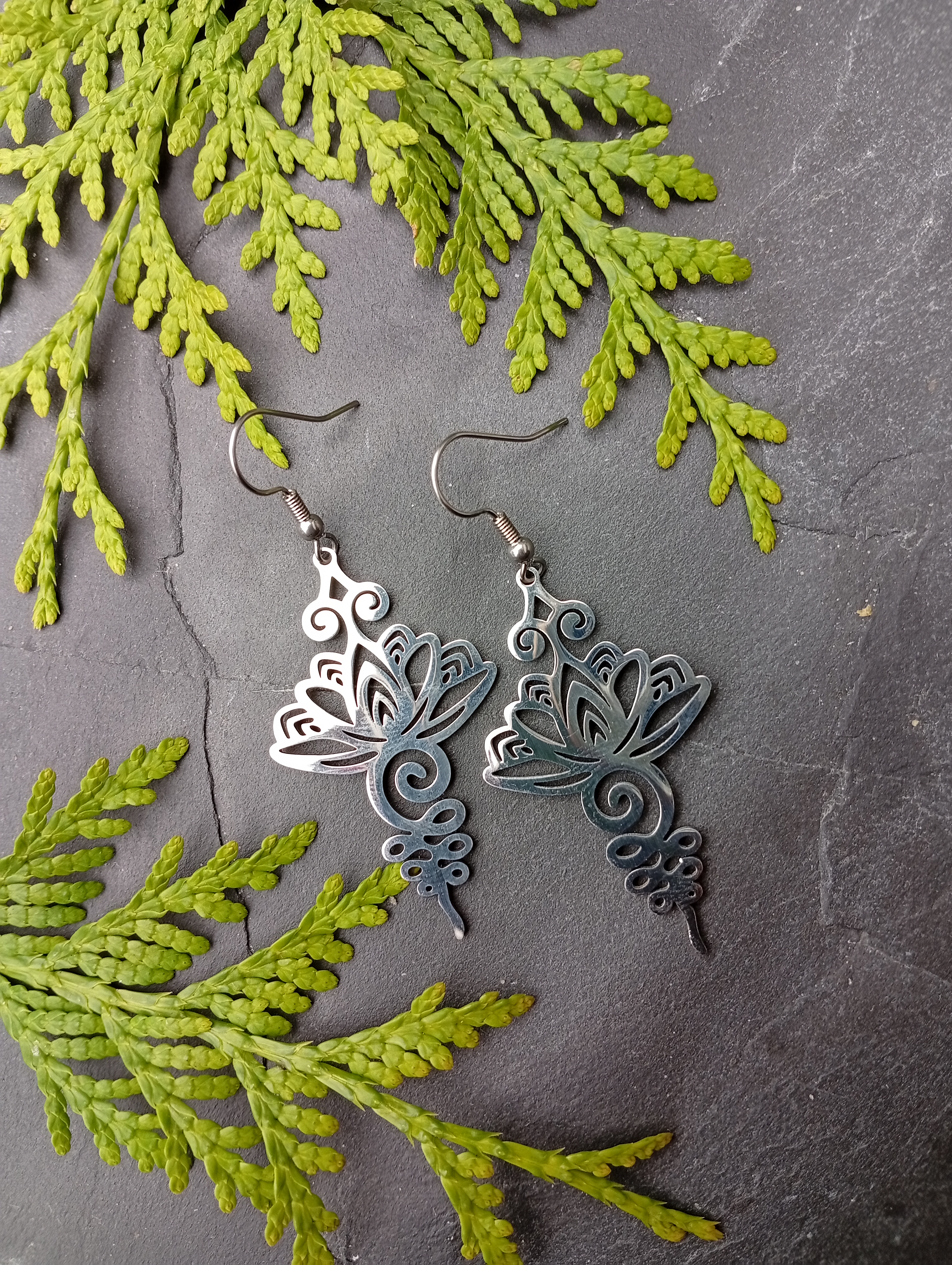 Unalome Edelstahl-Ohrringe