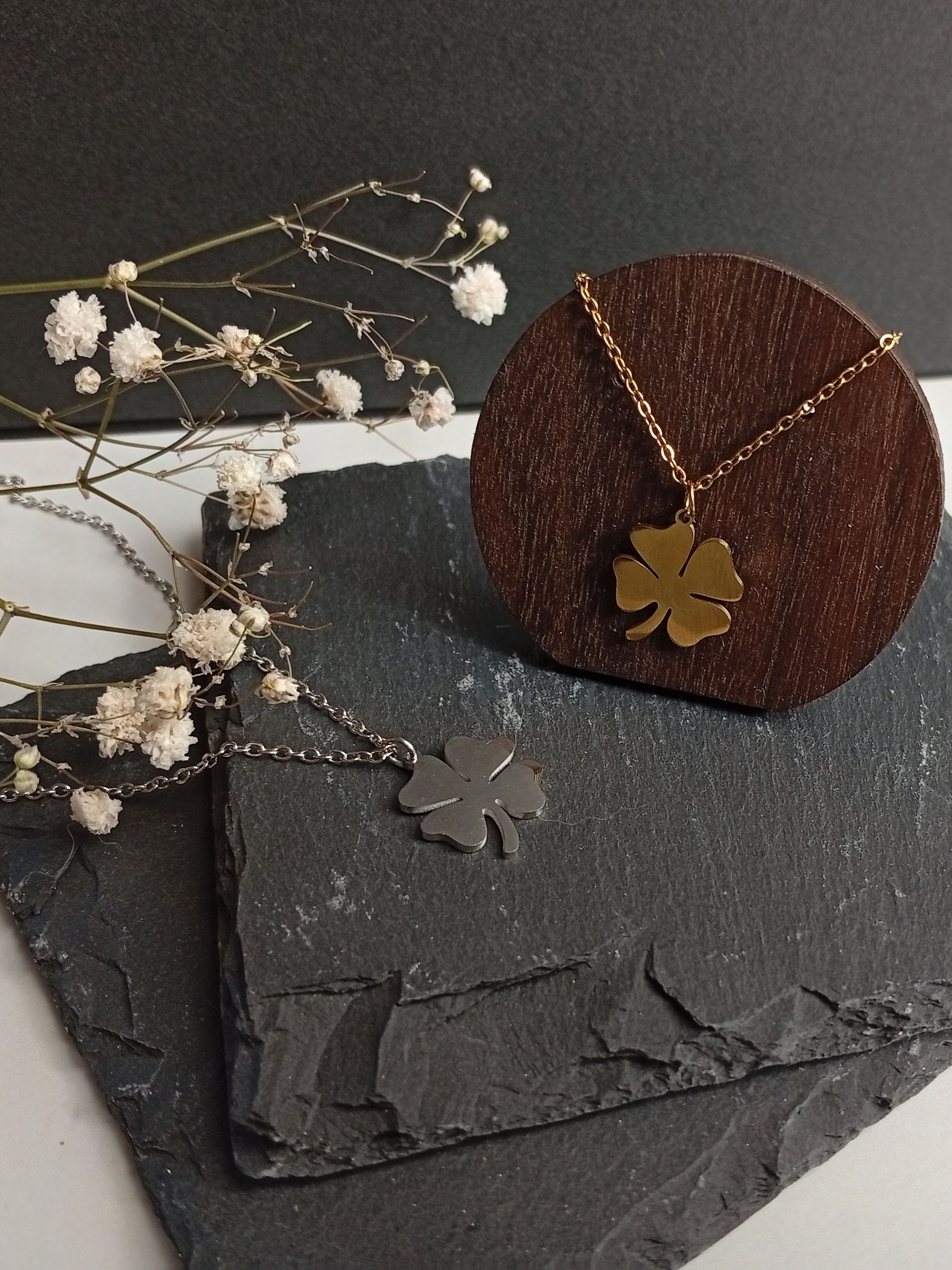 Edelstahl-Kette "Glücksklee"