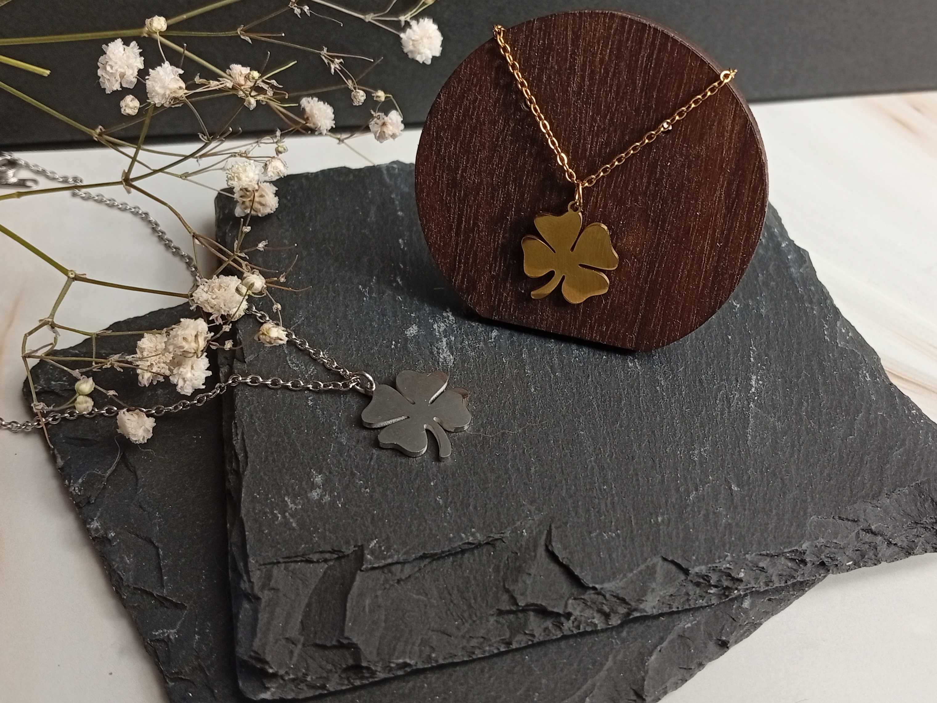 Edelstahl-Kette "Glücksklee"