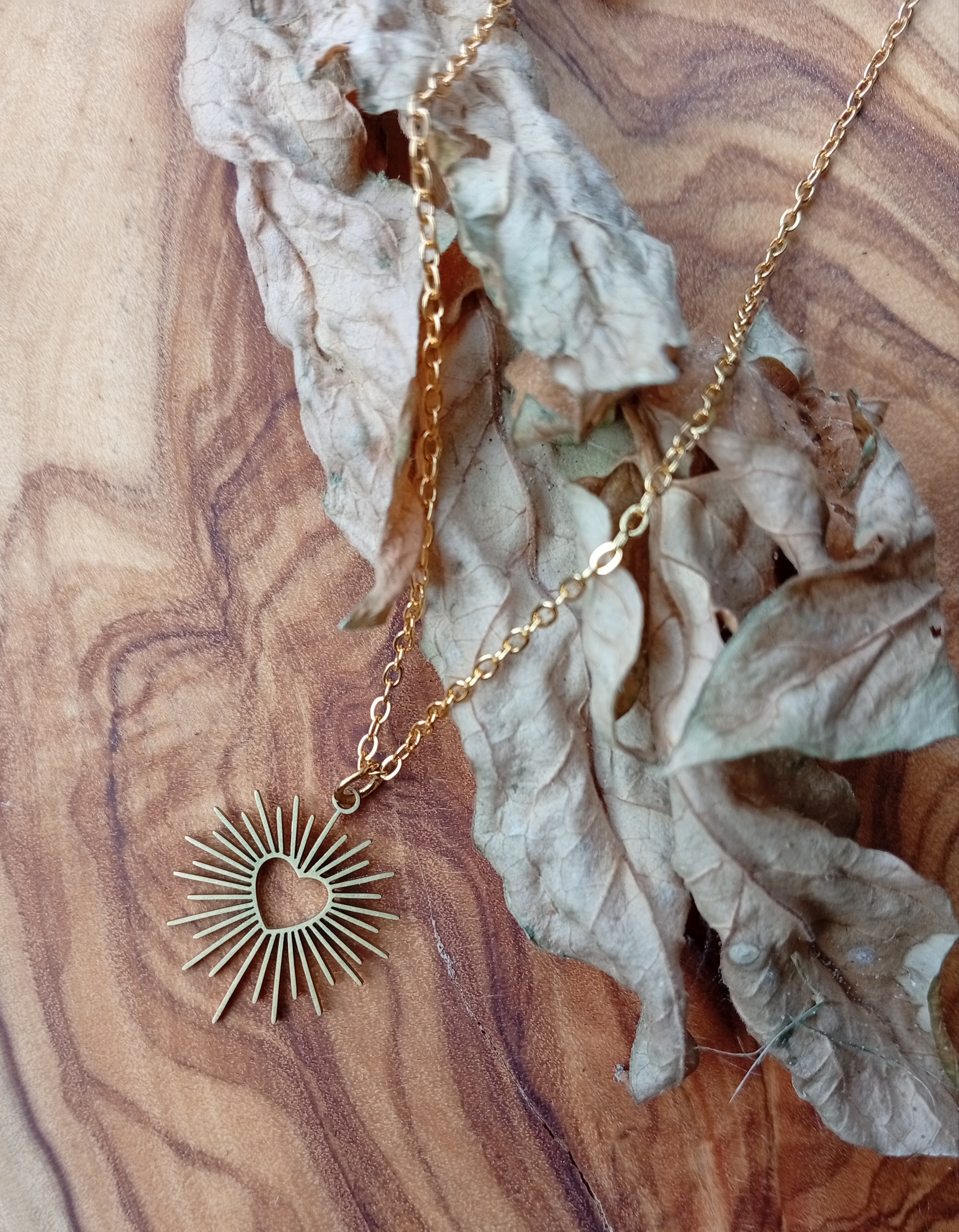 Vergoldete Edelstahlhalskette "Strahlendes Herz"