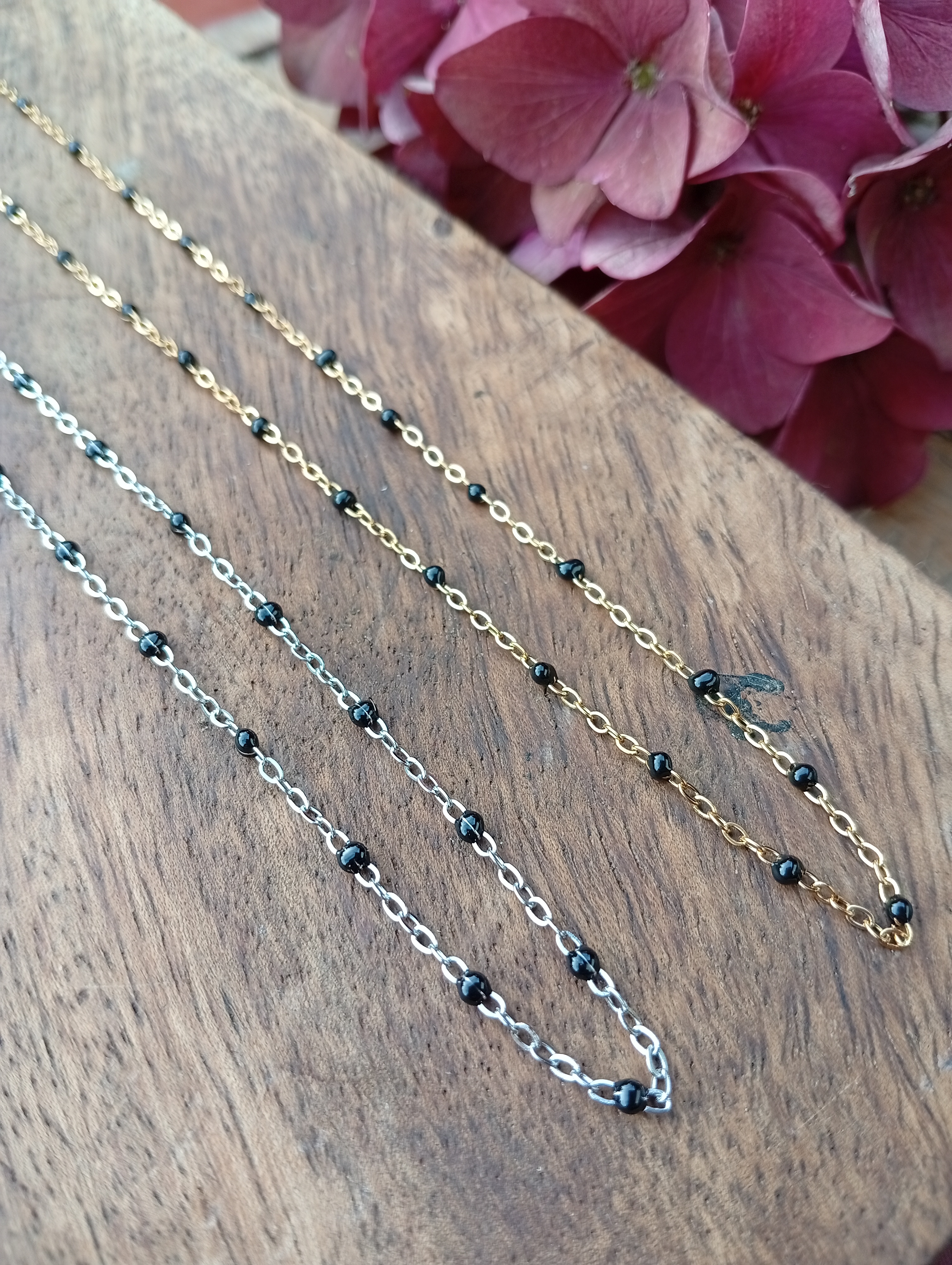 Edelstahlhalskette "Black Pearl"