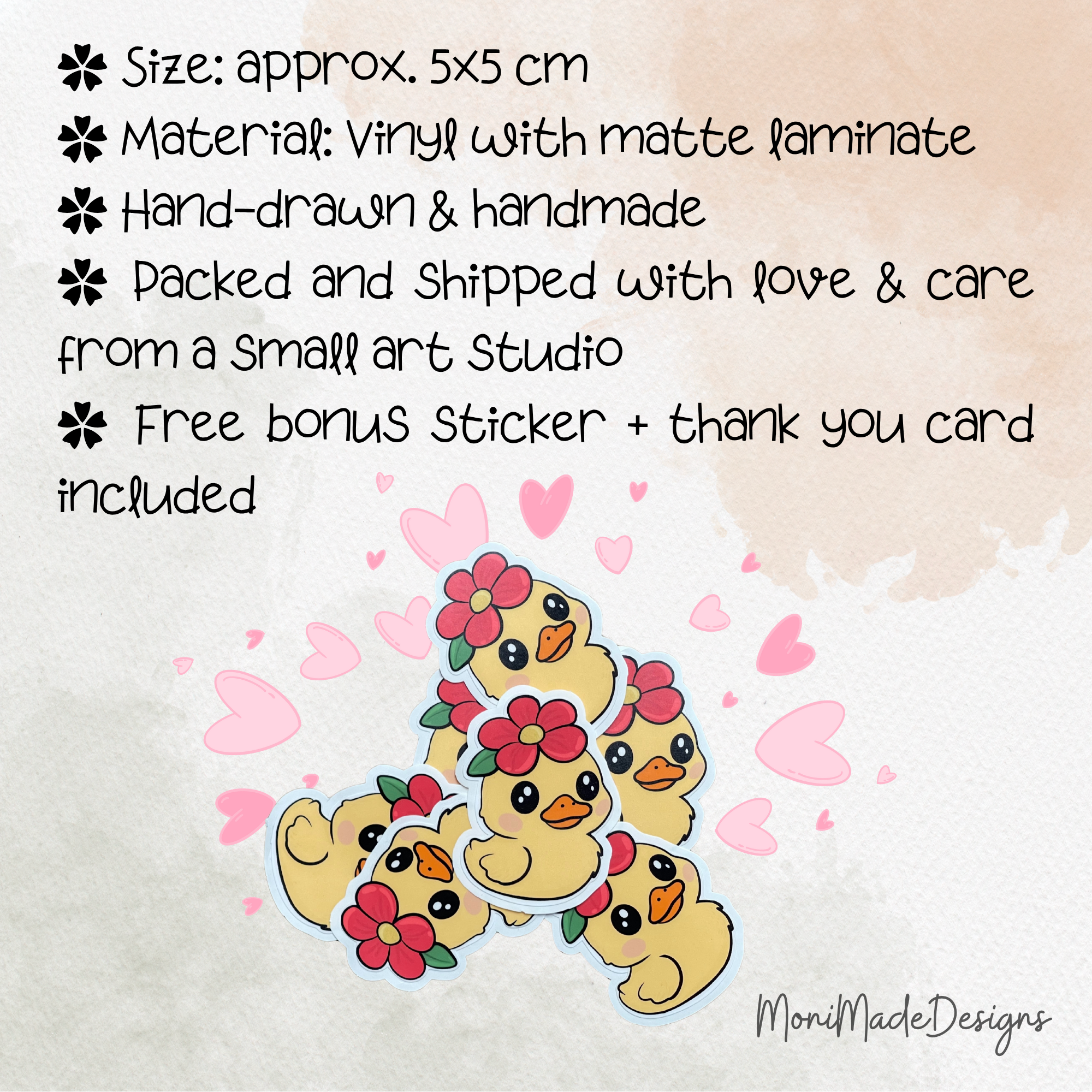 Cute Duck Sticker with Flower 