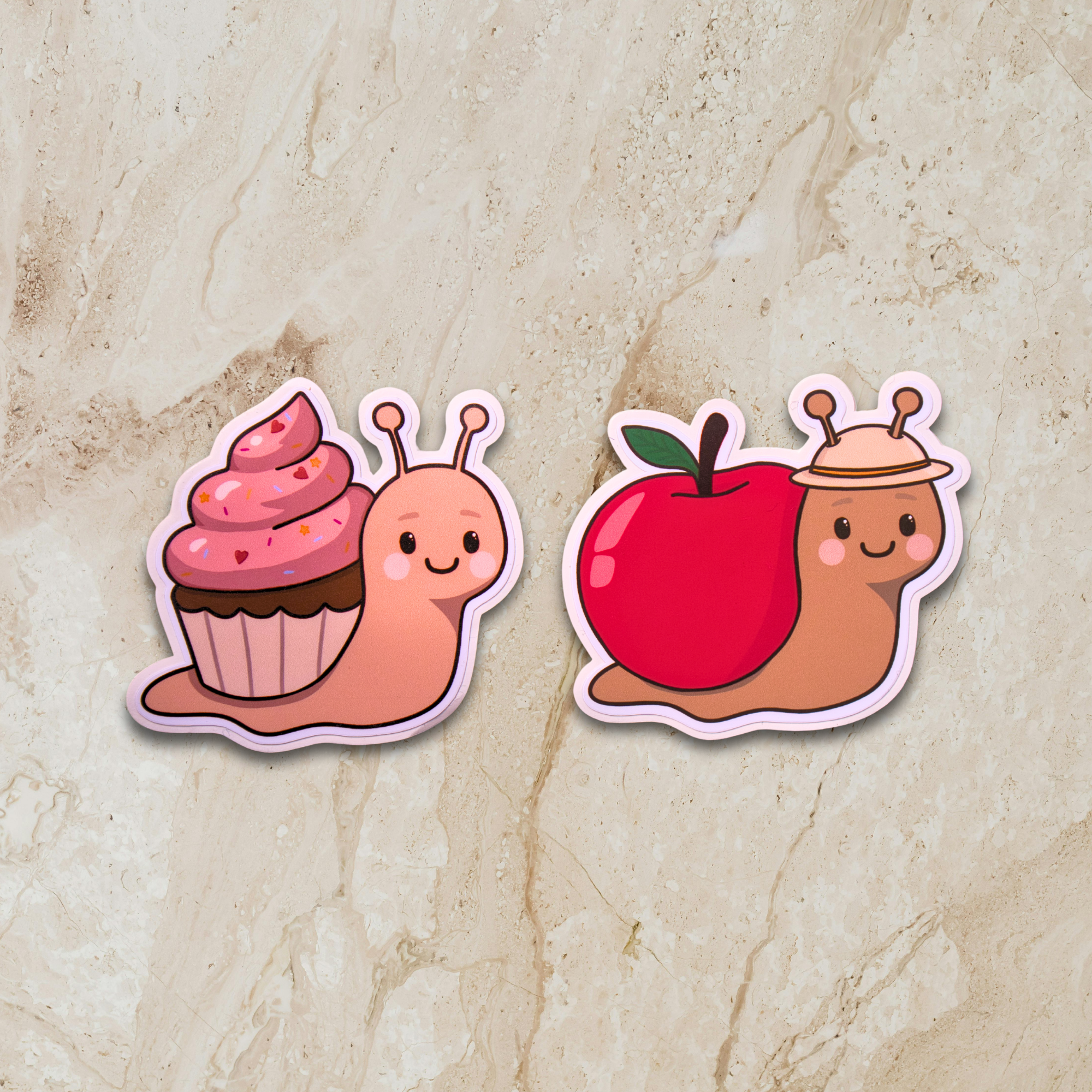 Cute Cupcake or Apple Snail Sticker