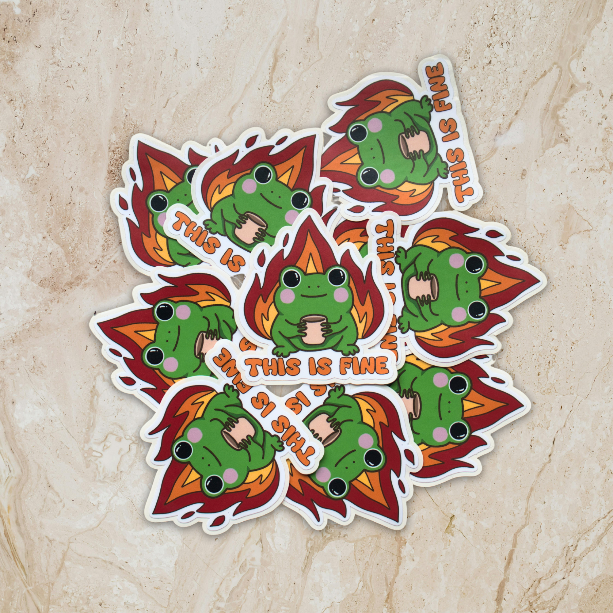 This Is Fine Frog Sticker
