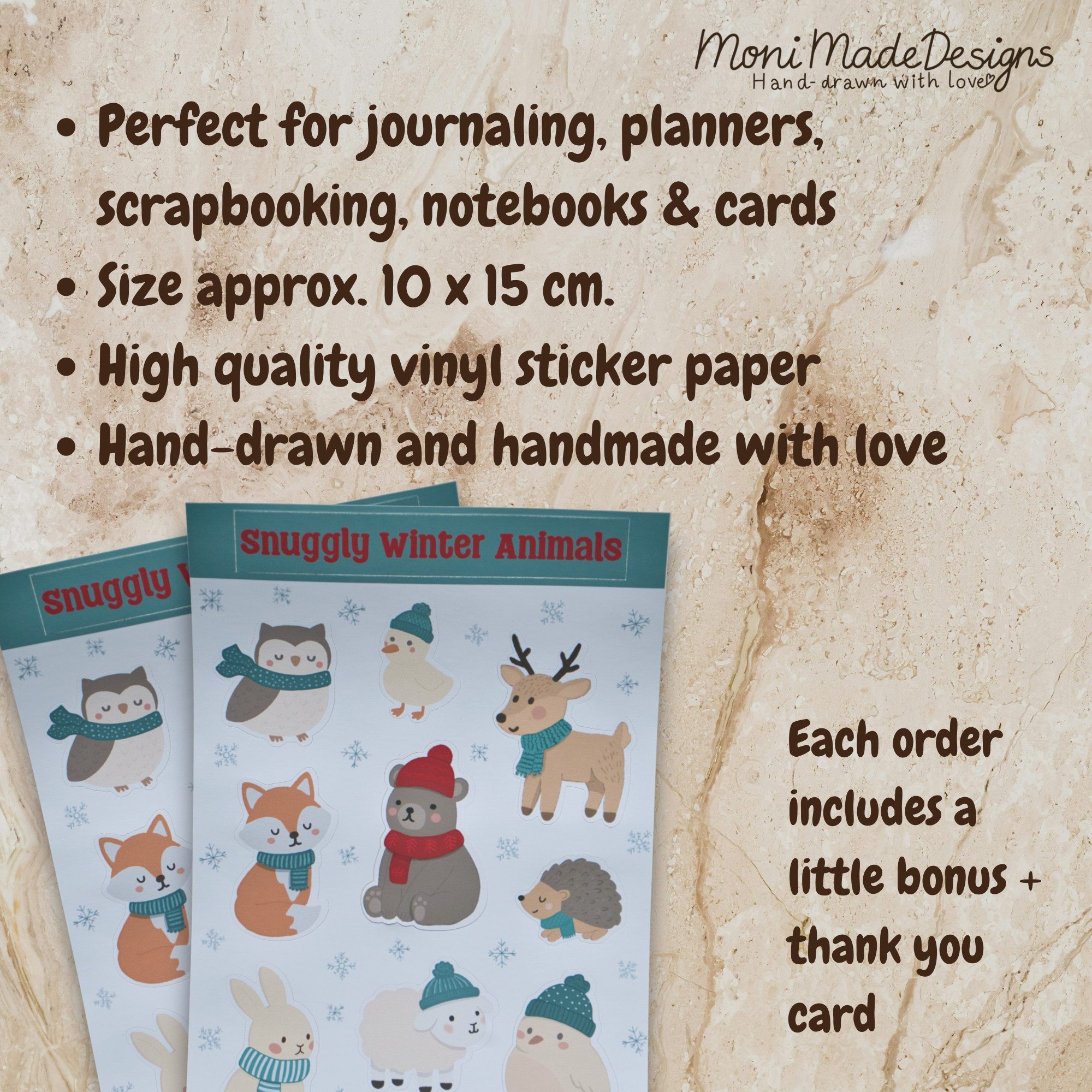 Snuggly Winter Animals Sticker Sheet