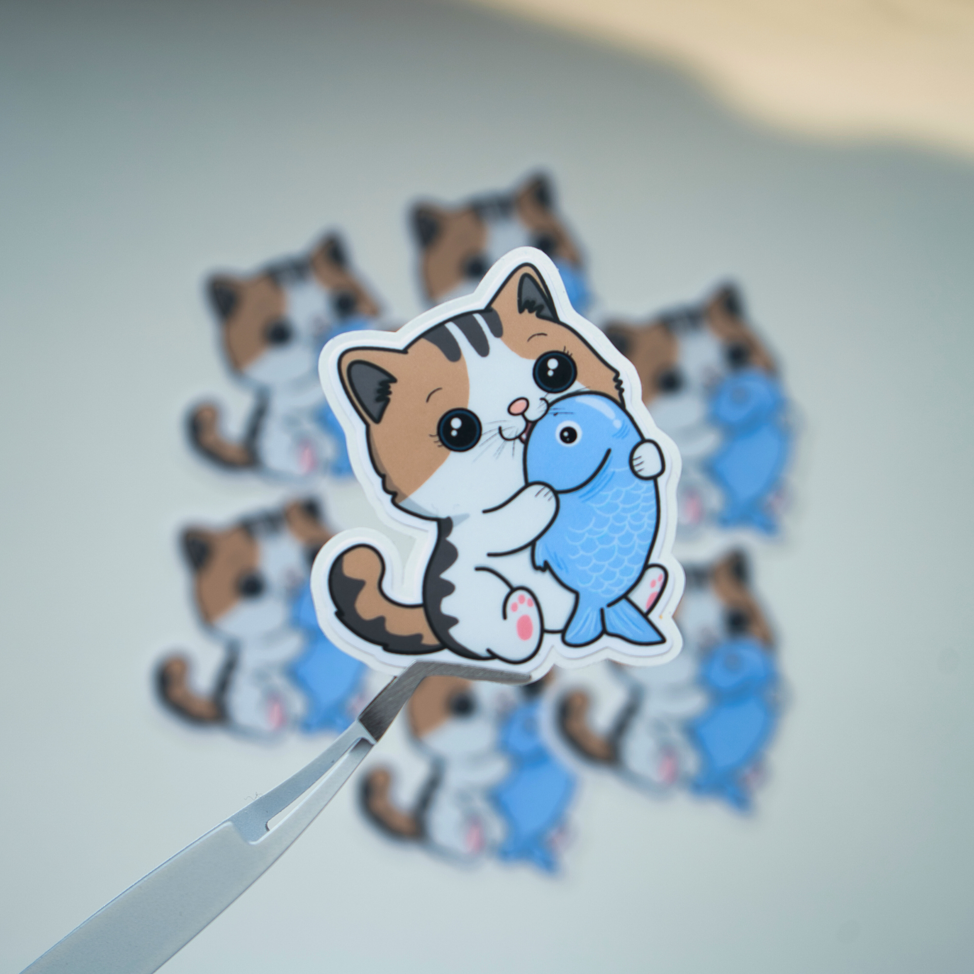 Kawaii Cat with Fish