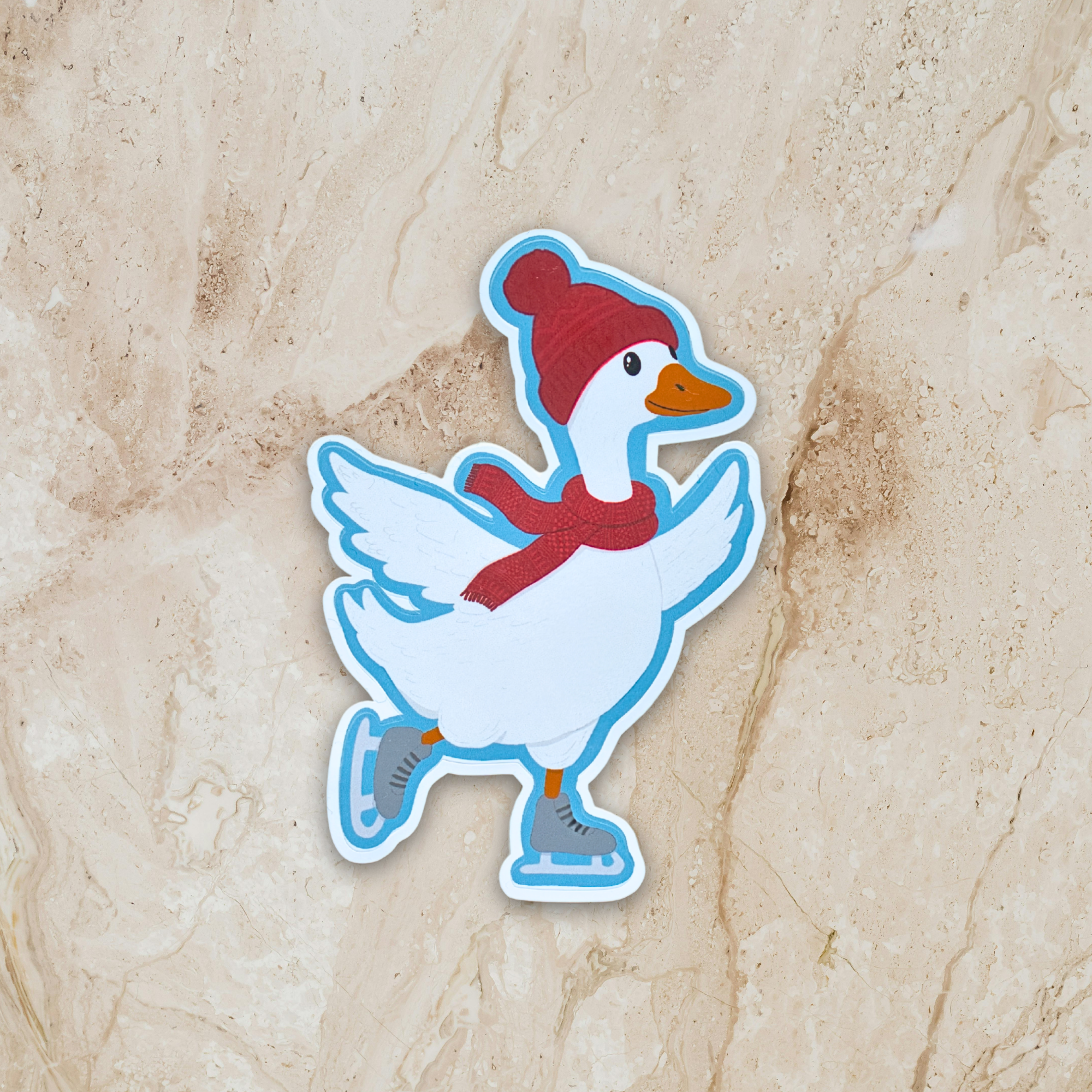 Ice Skating Goose Sticker