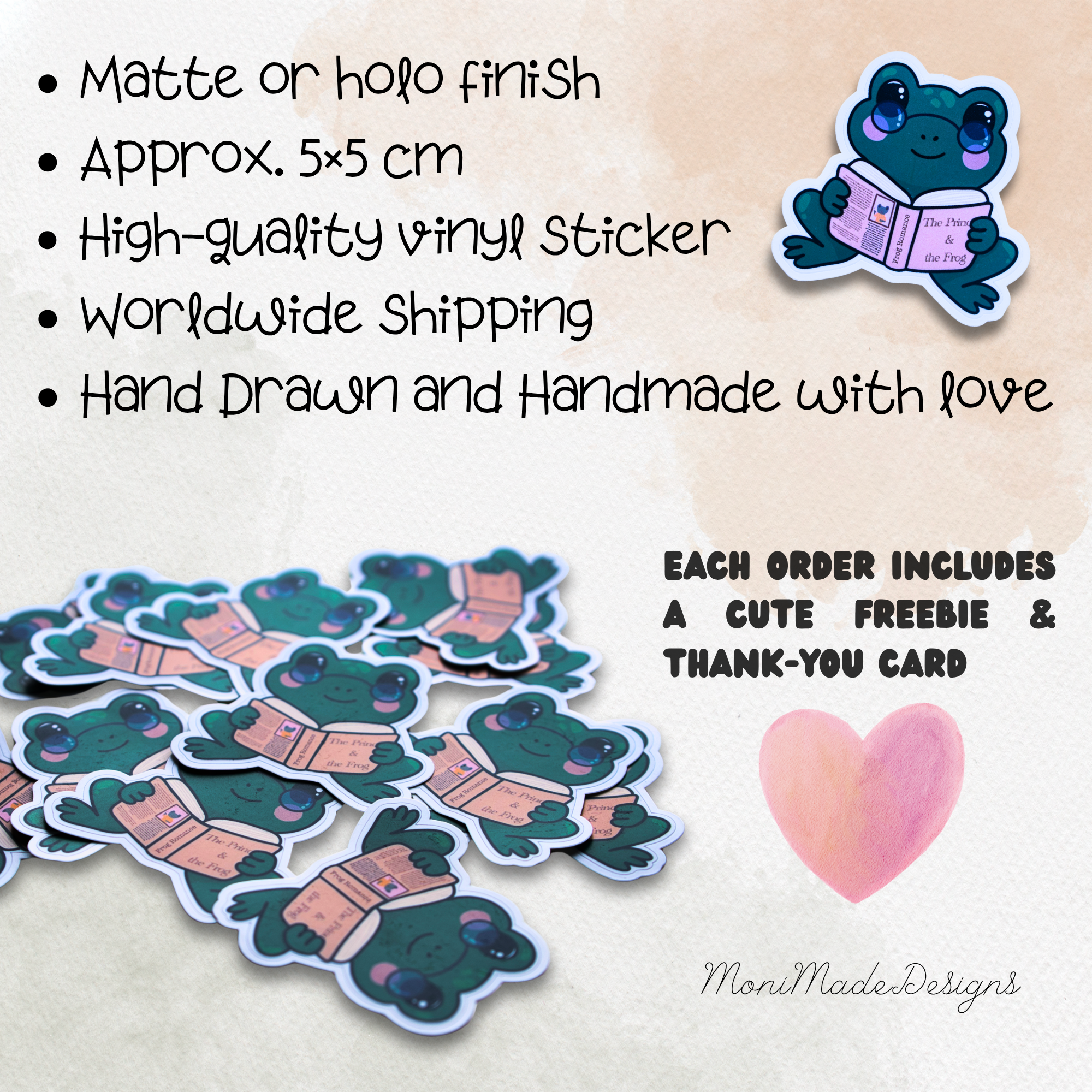 Reading Frog Sticker