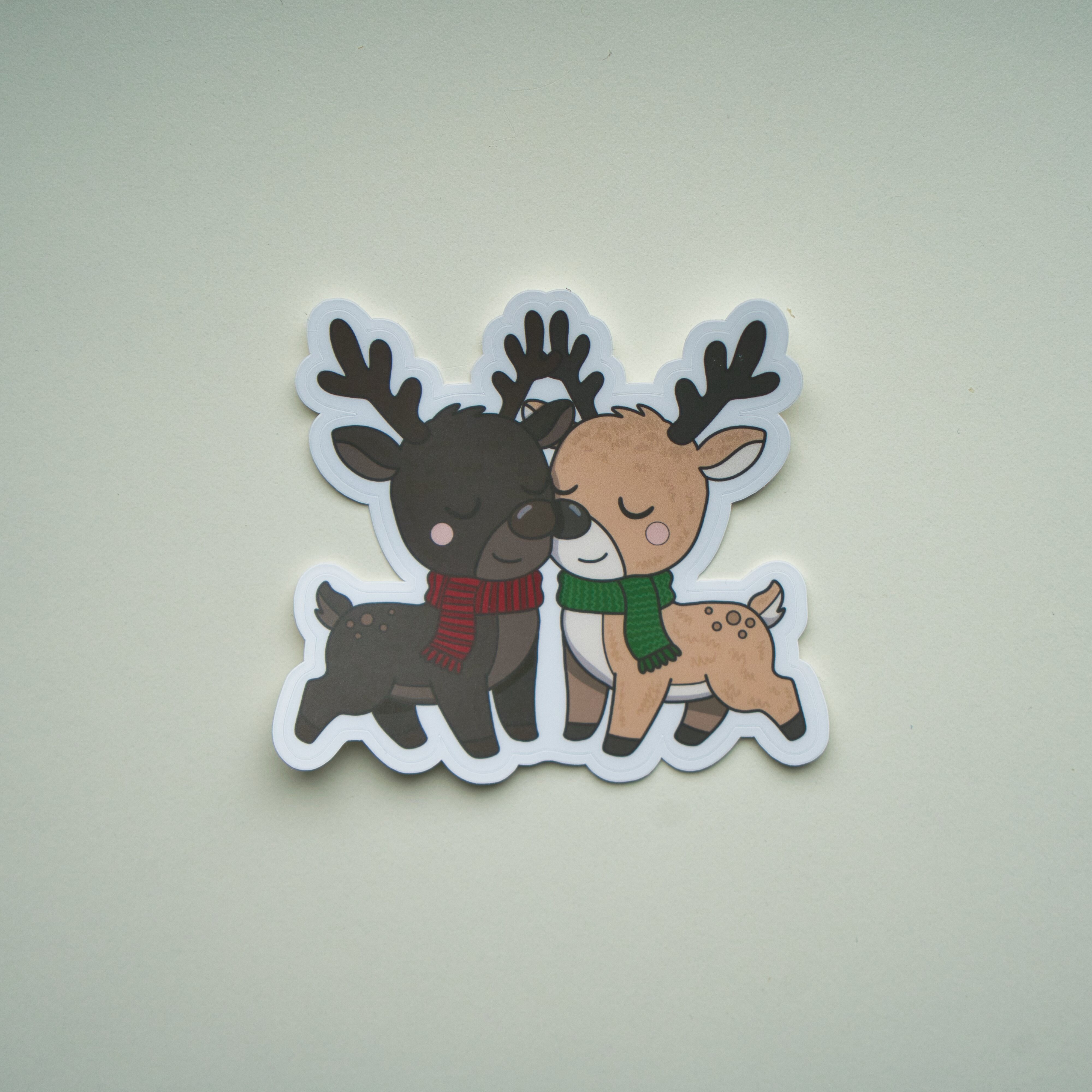 Kawaii Snuggling Reindeer Sticker