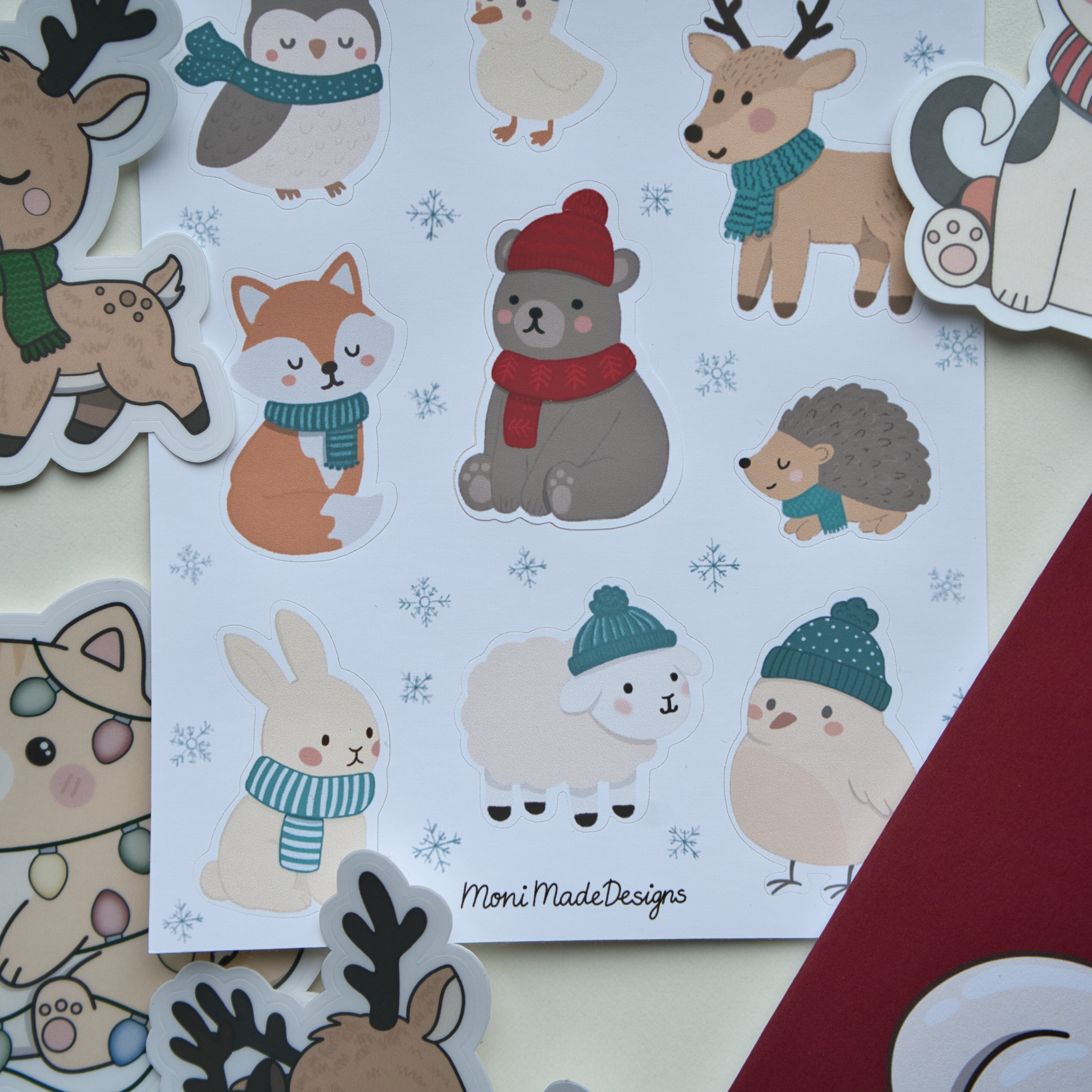 Snuggly Winter Animals Sticker Sheet