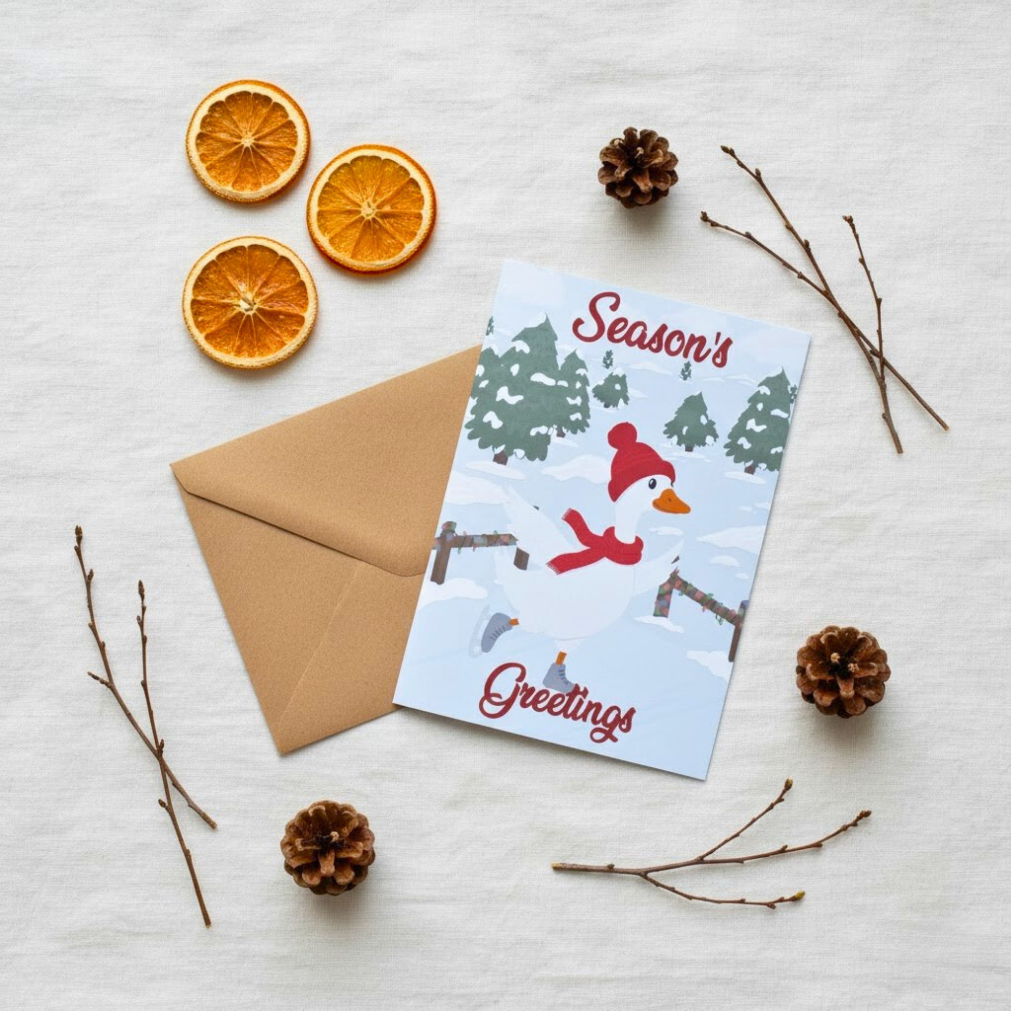 Winter Goose Season's Greetings Card