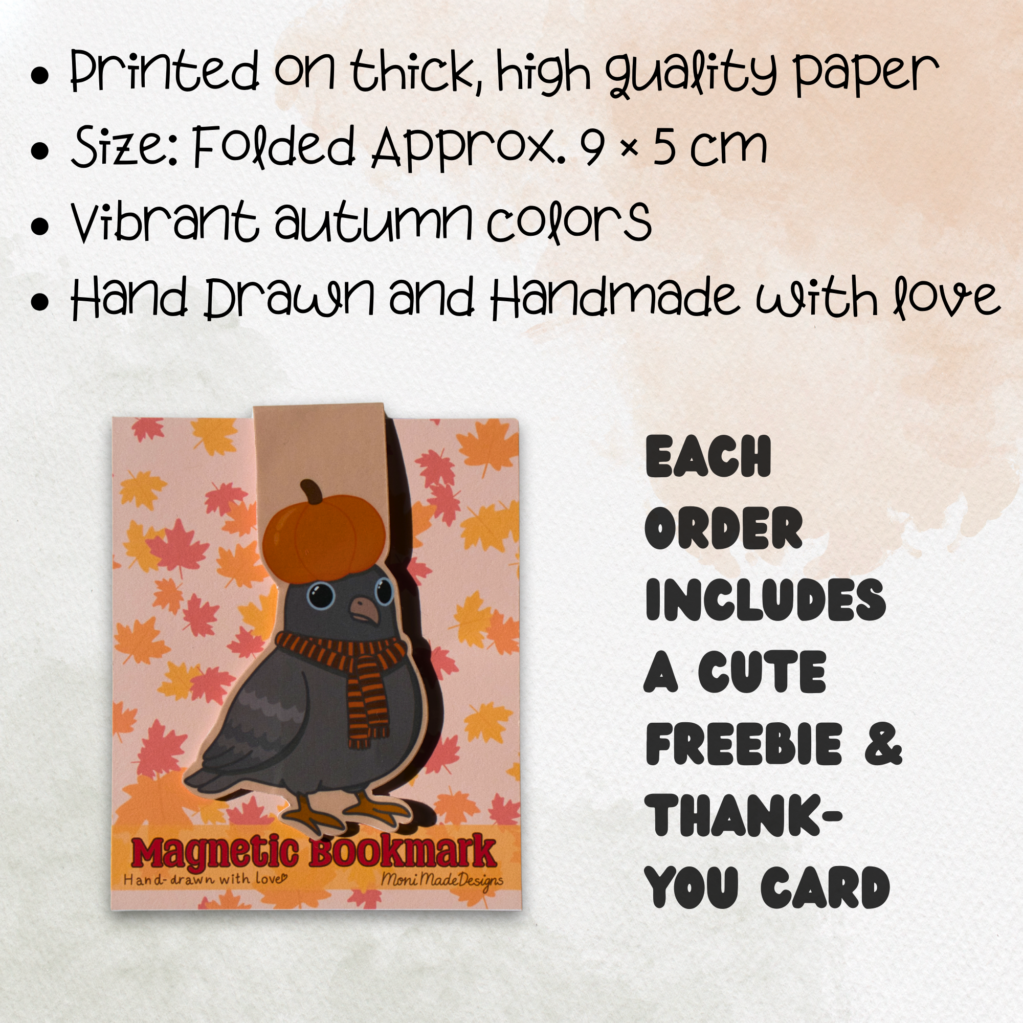 Pumpkin Pigeon Magnetic Bookmark