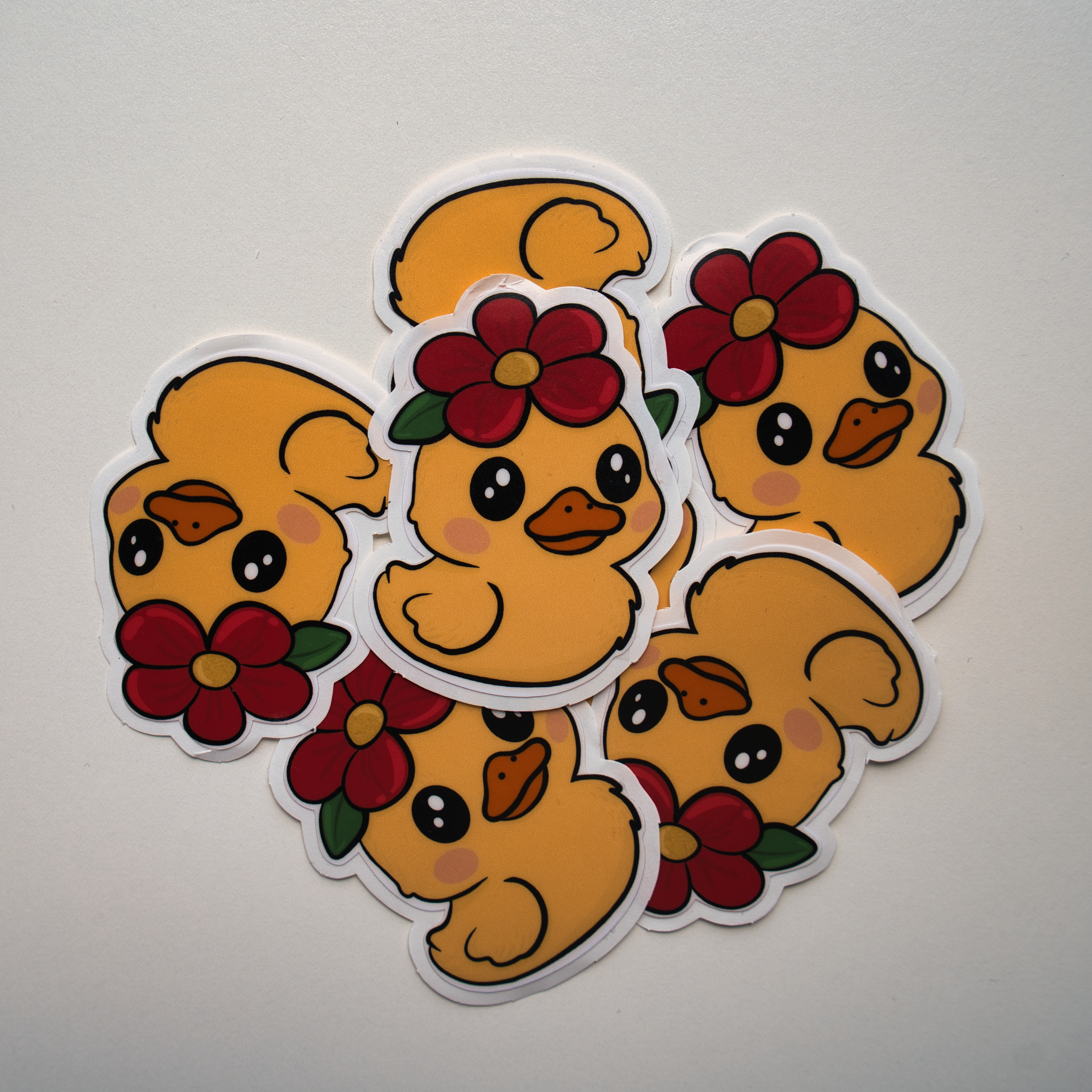 Cute Duck Sticker with Flower 