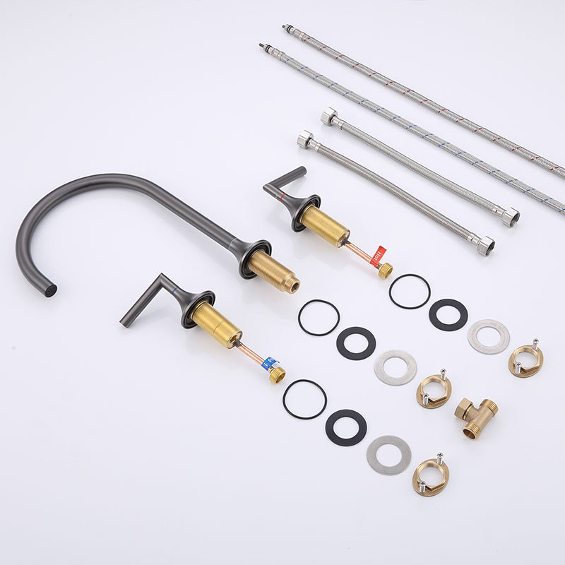 Three hole split 8-inch hot and cold three piece set basin faucet