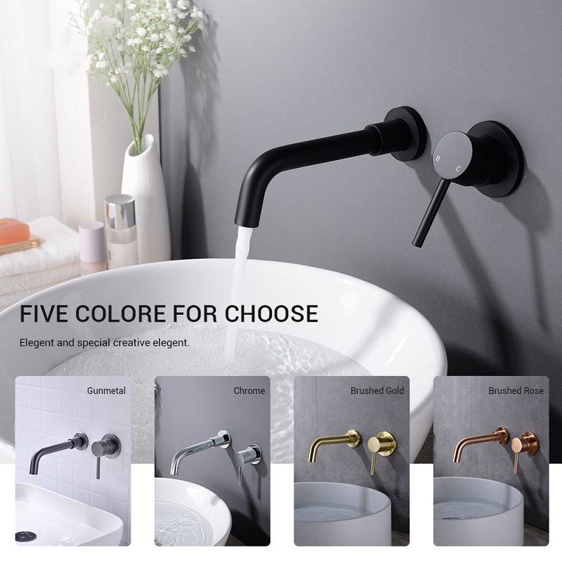 Wall-mounted rose gold faucet grey