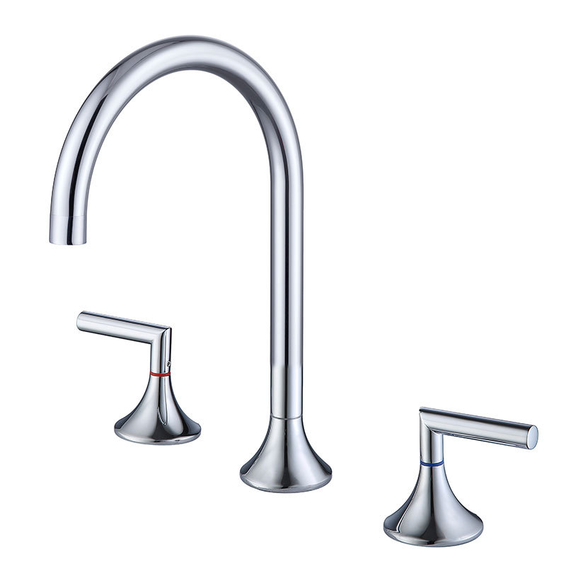 Three hole split 8-inch hot and cold three piece set basin faucet