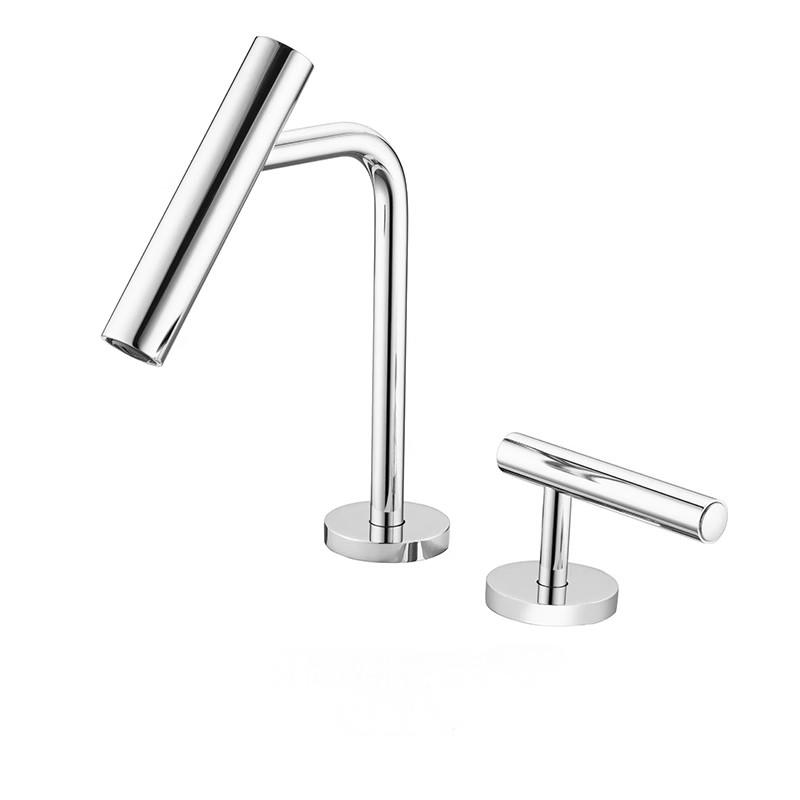 Brushed Silver Double Hole Basin Faucet