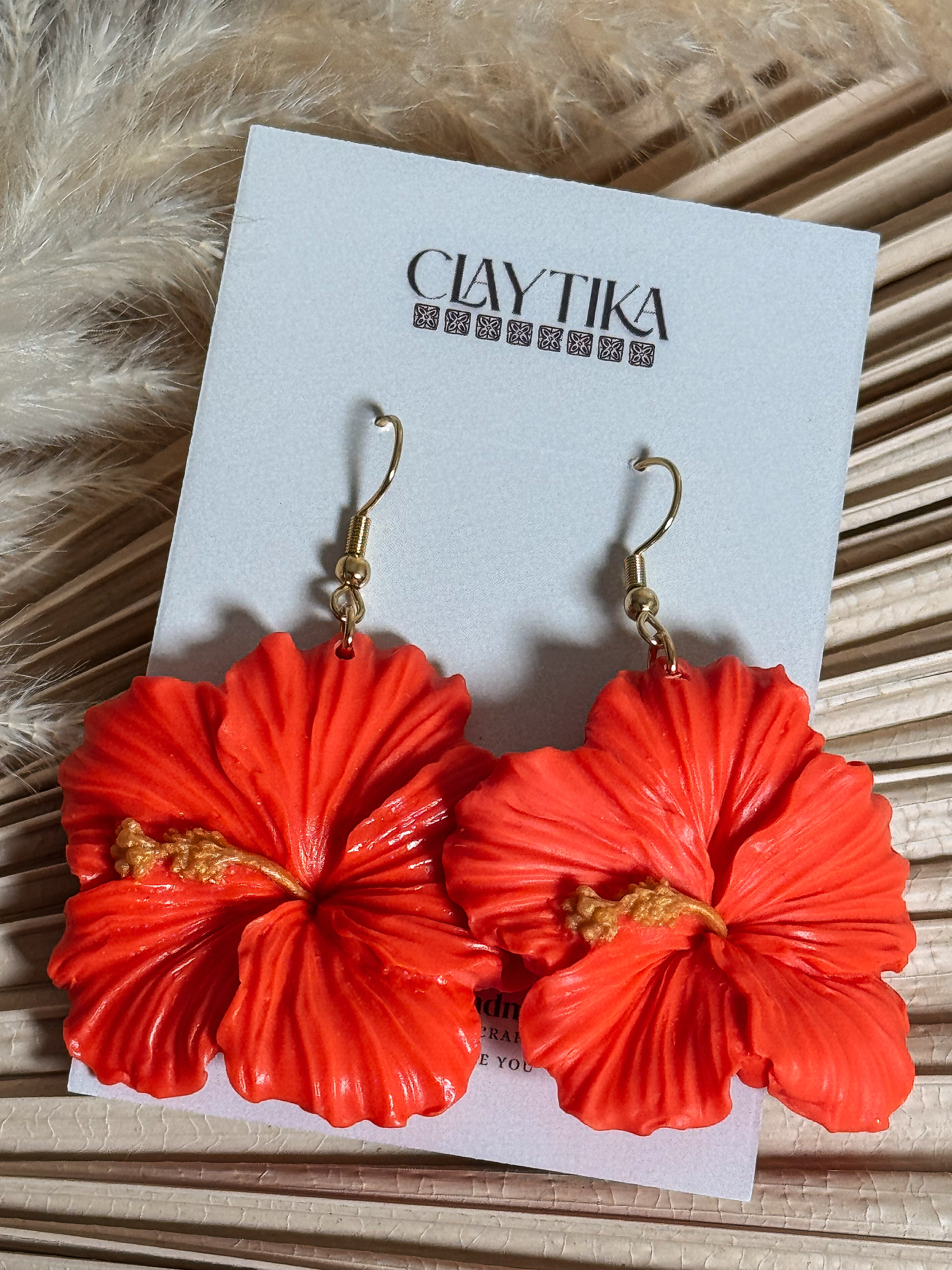 Mandarin Hibiscus Earrings