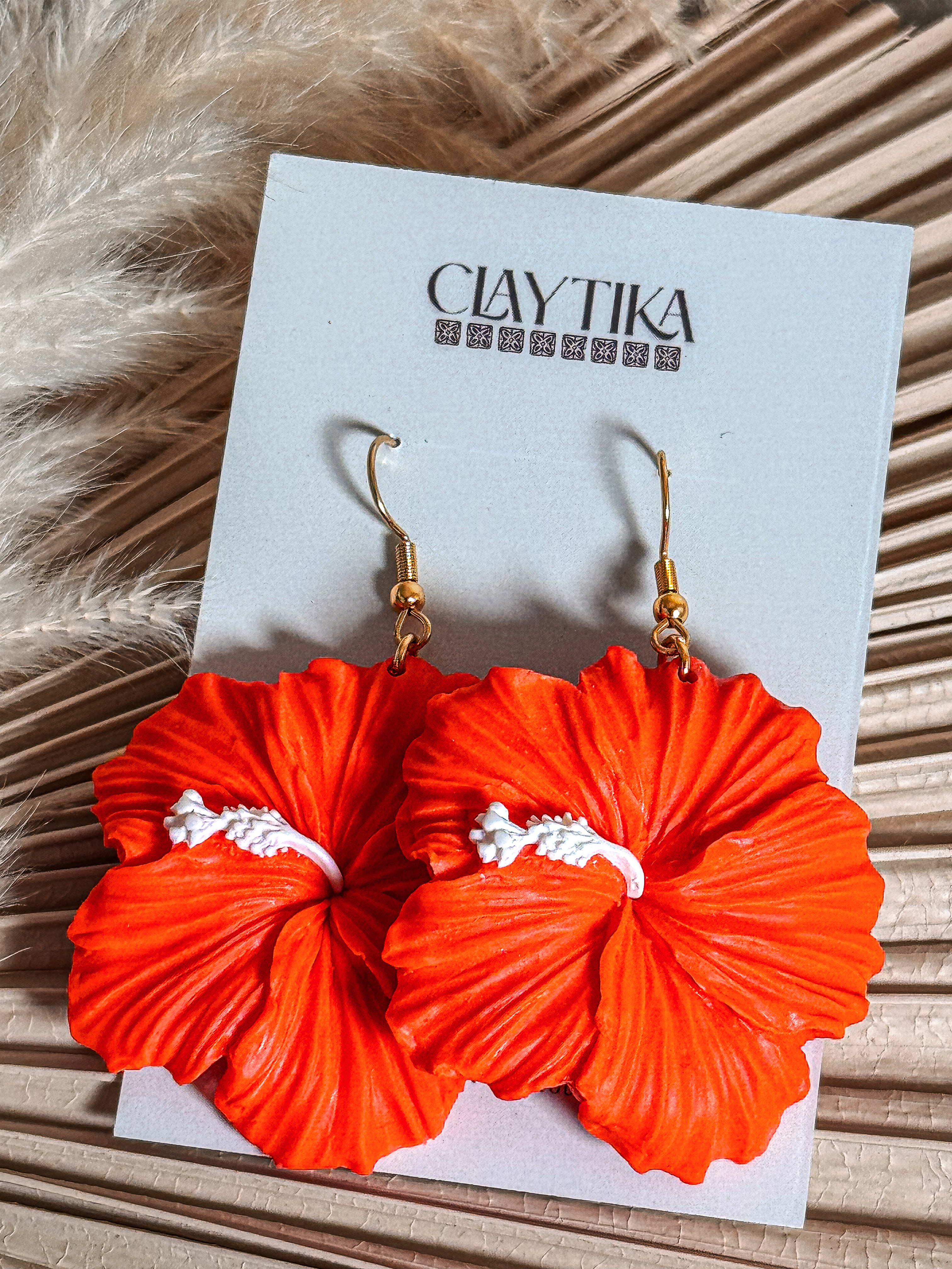 Mandarin Hibiscus Earrings