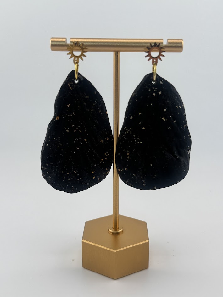 Black Sparkle Statement Earrings