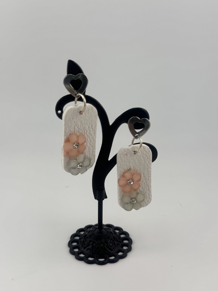 Handcrafted Floral Leather-Look Earrings