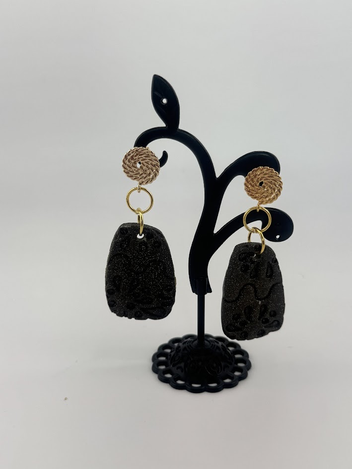 Handcrafted Black Stone Earrings