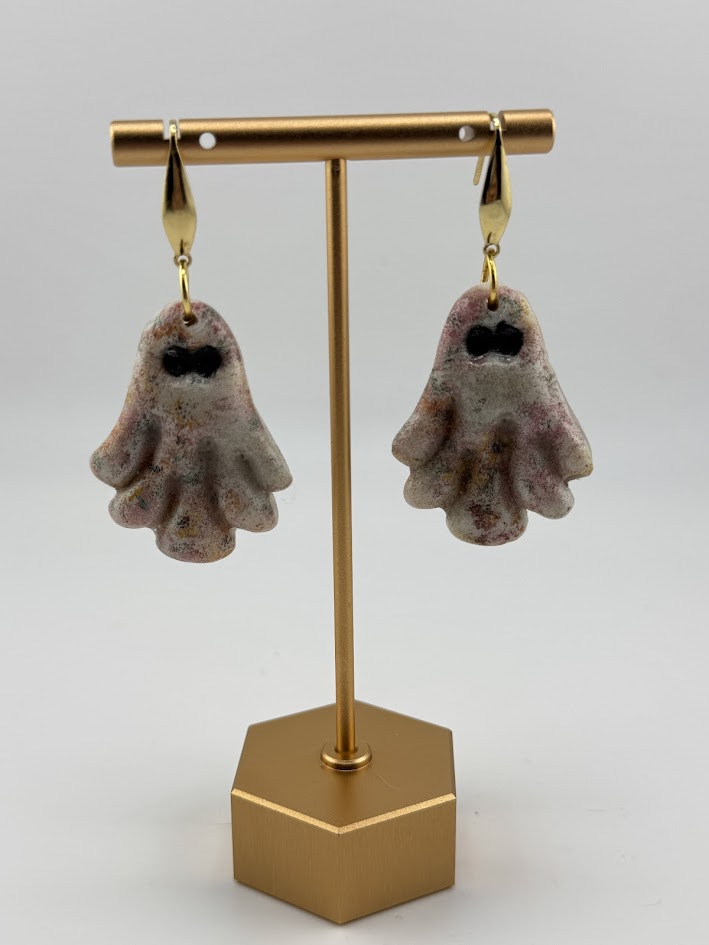 Handcrafted Painted Flower Ghost Earrings