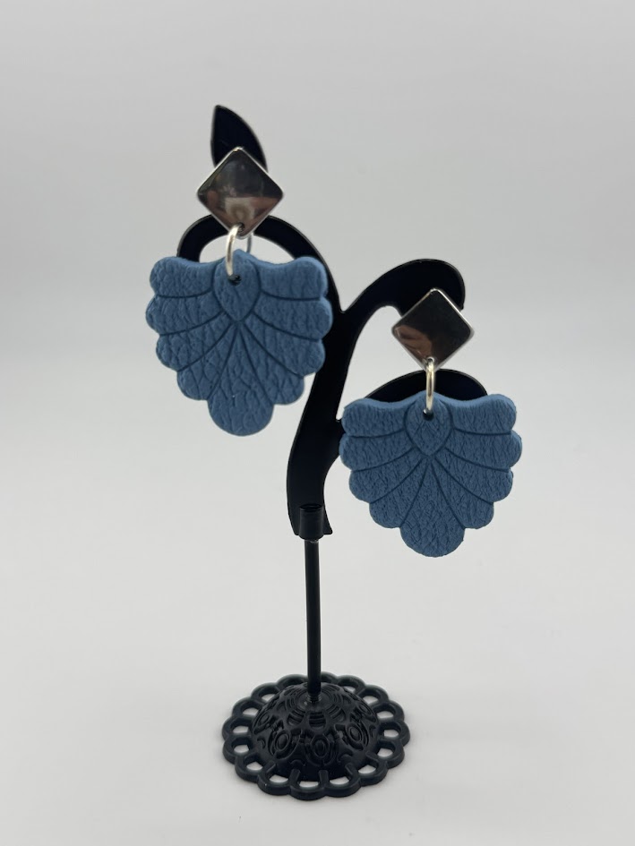 Blue Leaf-Shaped Earrings