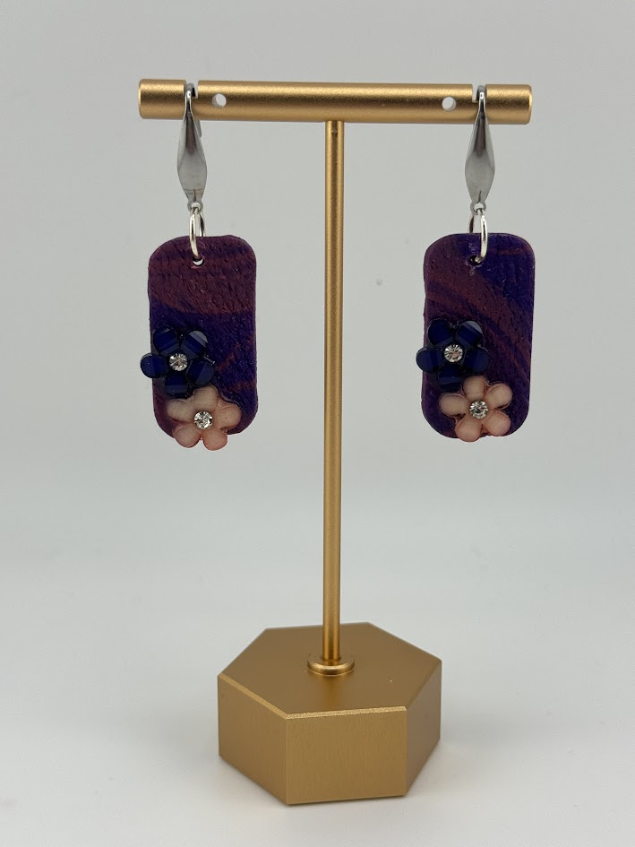 Handcrafted Purple Floral Earrings