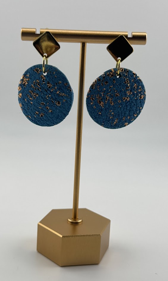Blue Textured Dangle Earrings