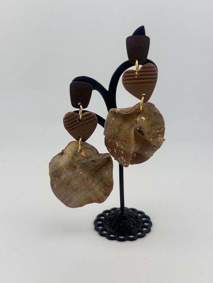 Handcrafted Brown Statement Earrings